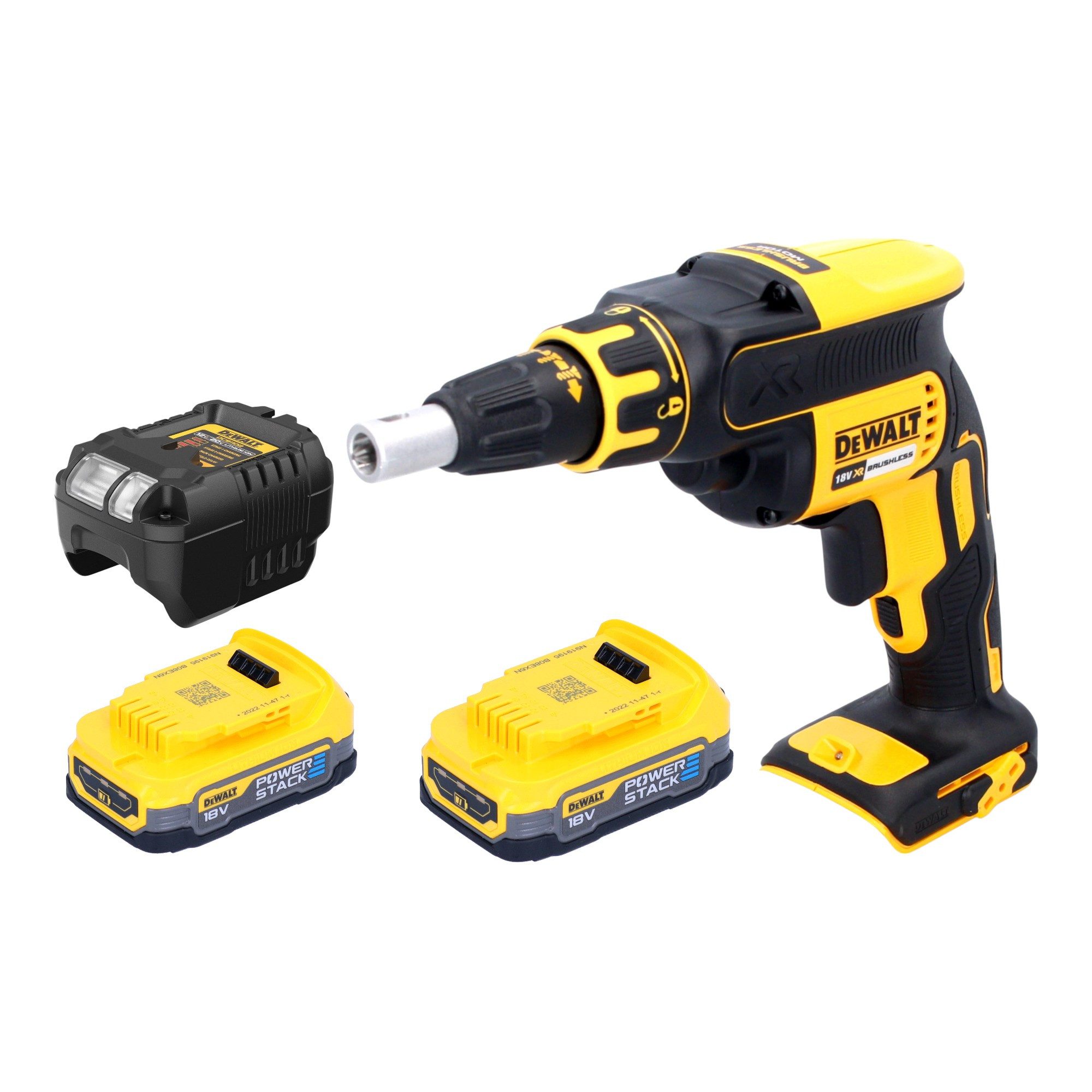 DeWalt Akku-Trockenbauschrauber DCF 620 E2 18 V 30 Nm + 2x Powerstack Akku 1,7 Ah + Ladegerät