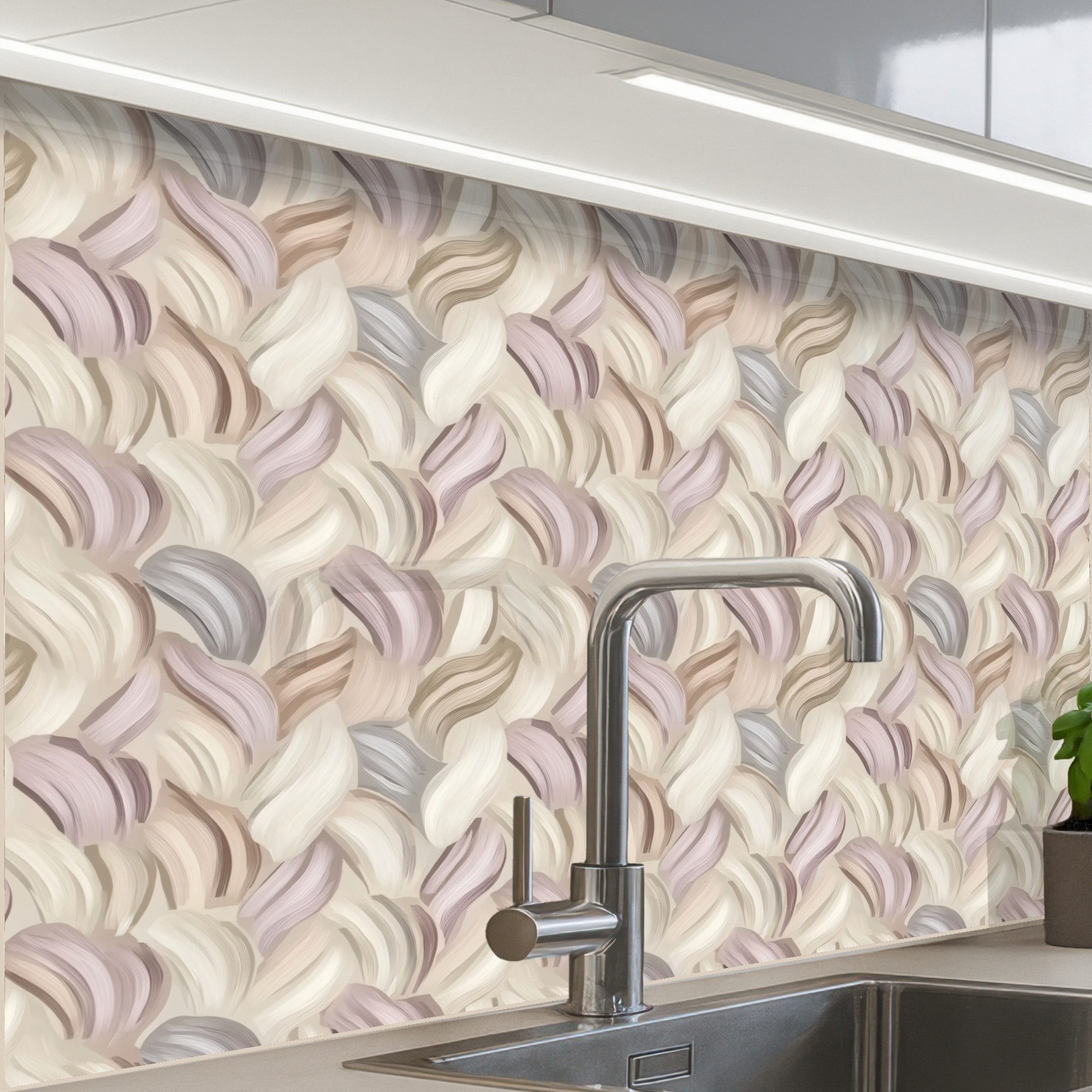 KitchenYeah Küchenrückwand Muster selbstklebend (keine Folie) Abstrakt - Gewellt - Pastell, (1-tlg), Spritzschutz, Küche, Rückwand, Küchenwand, Küchenfront, 30x20 cm
