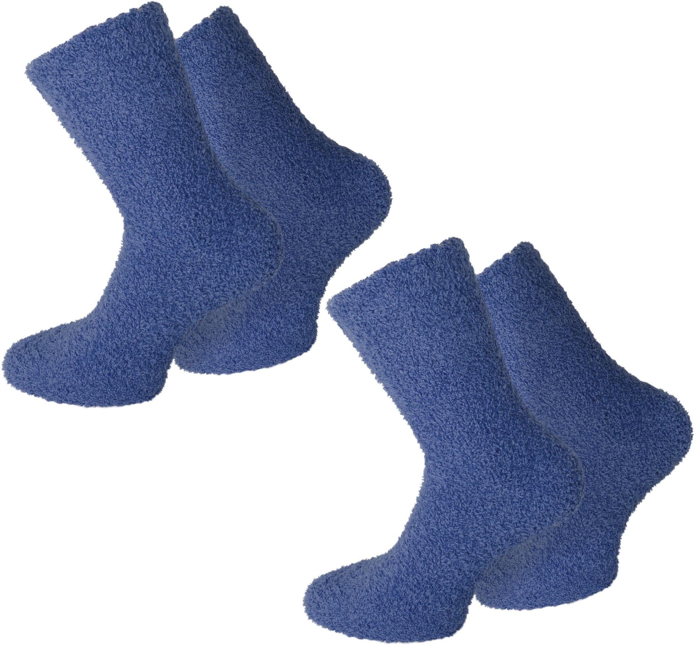 normani Kuschelsocken 2 Paar Kuschel-Socken für Damen und Herren (Set, 2 Paar) weicher Gummibund Navy