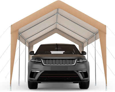 KOMFOTTEU Einzelcarport Garagenzelt, mit Metallgestell & wetterfester Überdachung(ohne Seitenwänden)