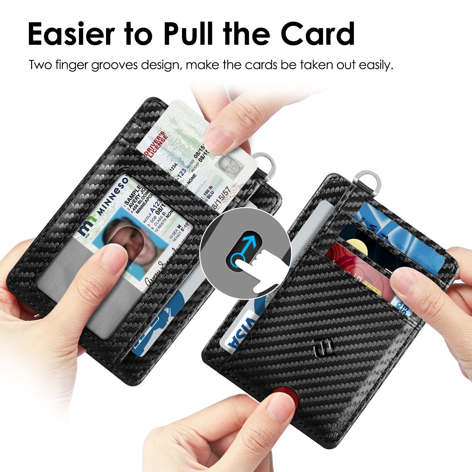 Fintie Geldbörse Flache Geldbörse Kartenetui, Premium Kunstleder RFID-Blocker, Slim Geldbeutel Kreditkartenetui mit ID-Fenster & Schnellzugriff-Fach