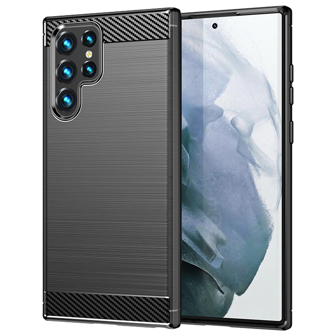CoolGadget Handyhülle Carbon Handy Hülle für Samsung Galaxy S23 Ultra 6,8 Zoll, robuste Telefonhülle Case Schutzhülle für Samsung S23 Ultra 5G Hülle