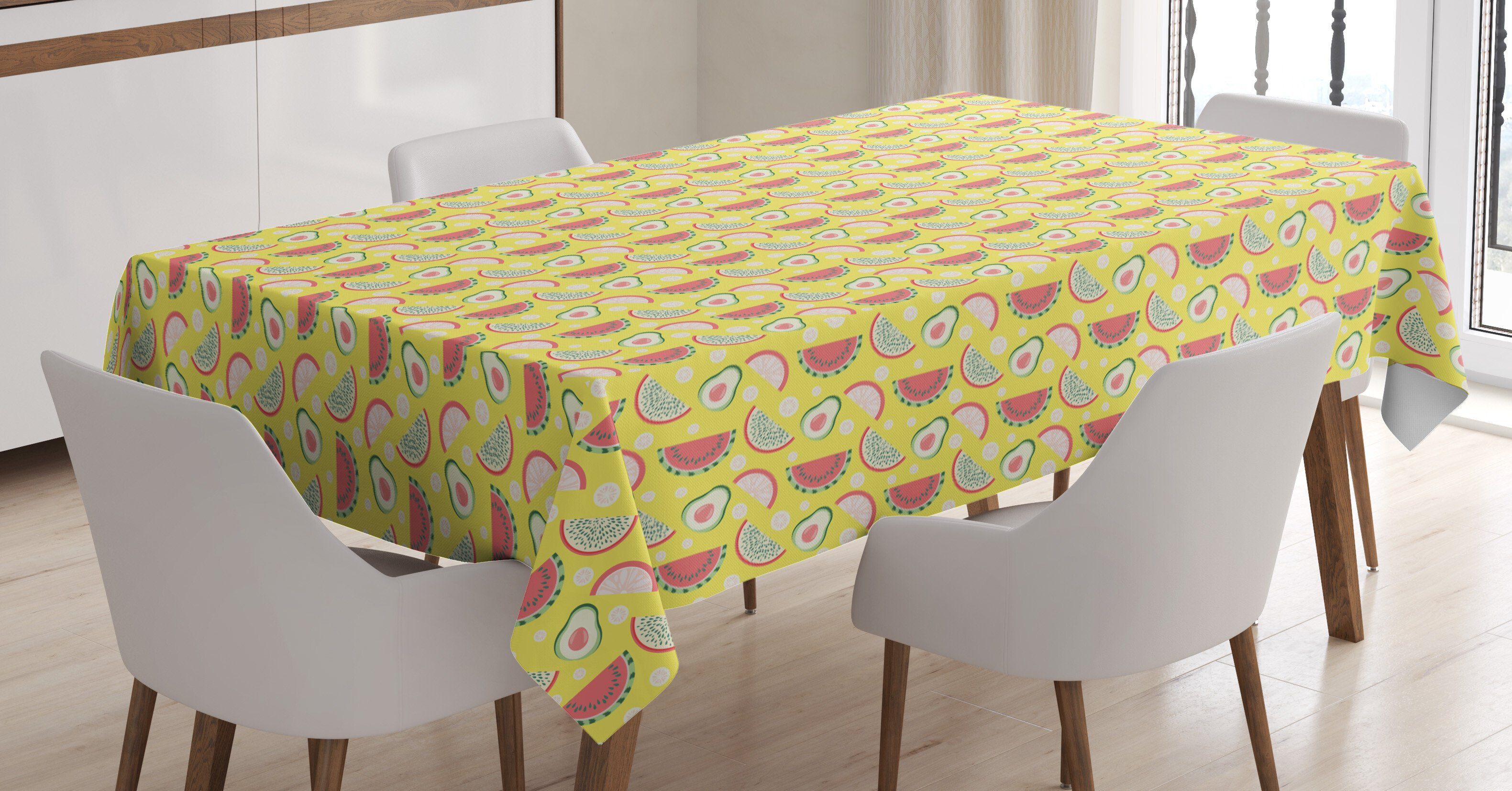 Abakuhaus Tischdecke Farbfest Waschbar Für den Außen Bereich geeignet Klare Farben, Früchte Avocado Wassermelone orange