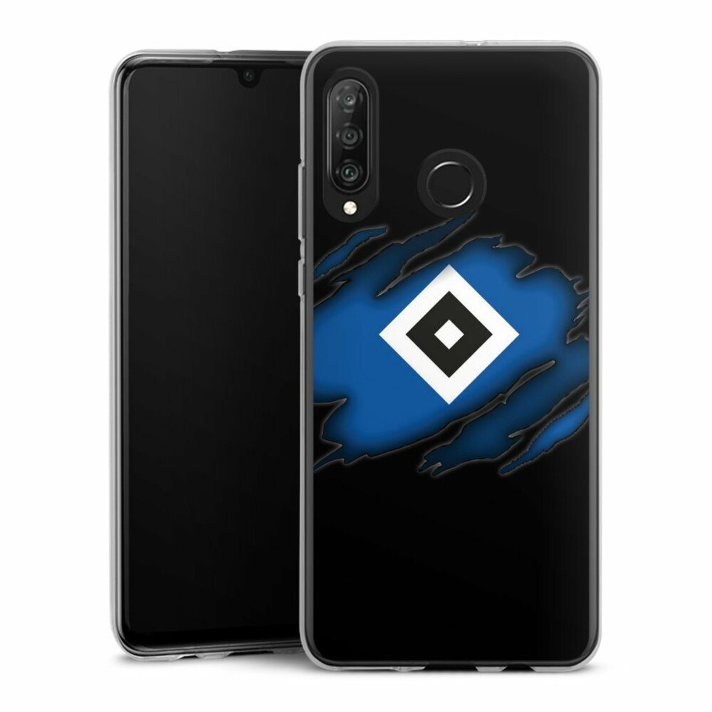DeinDesign Handyhülle Hamburger SV HSV Offizielles Lizenzprodukt HSV Scratch, Huawei P30 Lite Premium Silikon Hülle Bumper Case Handy Schutzhülle