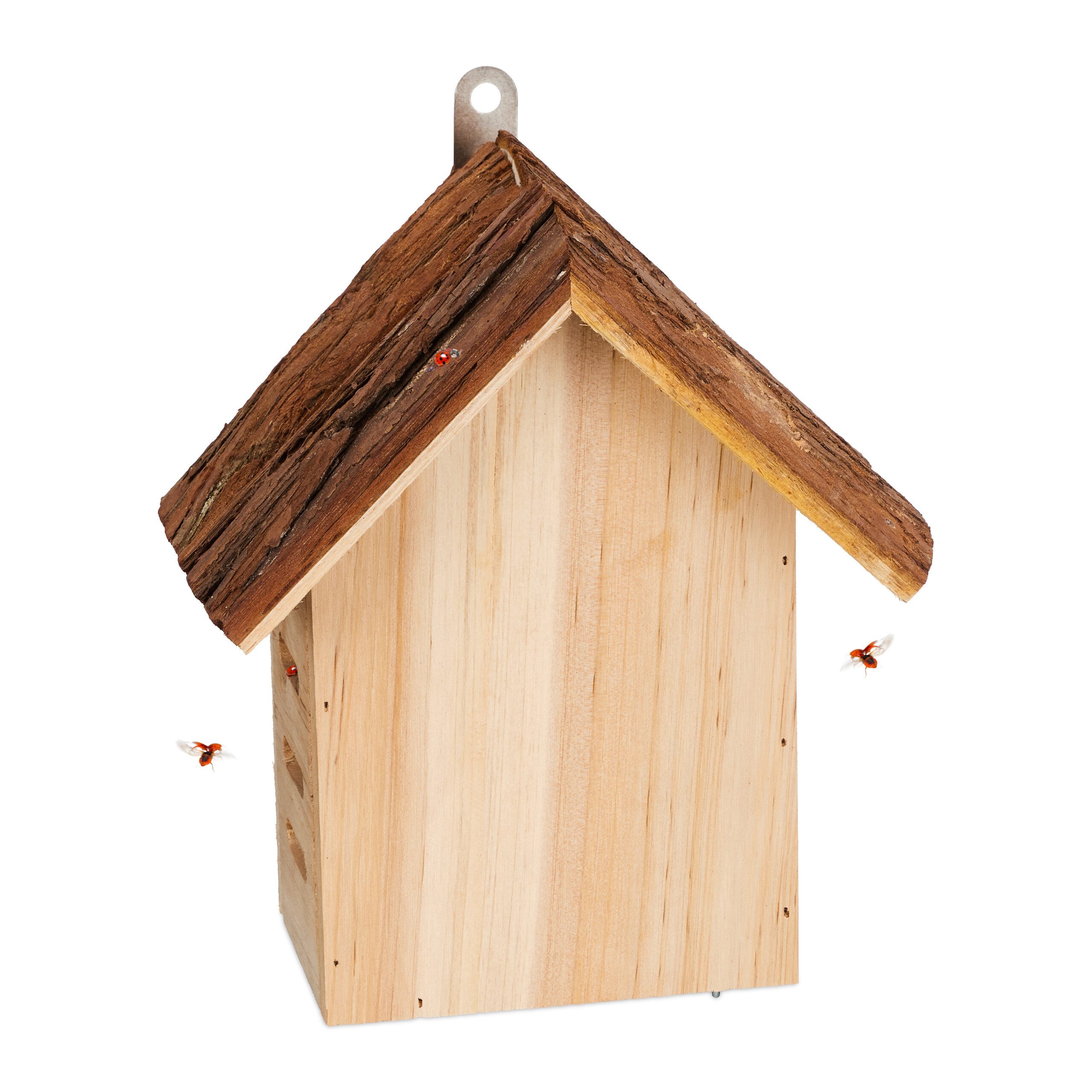 relaxdays Insektenhotel Marienkäferhaus aus Holz