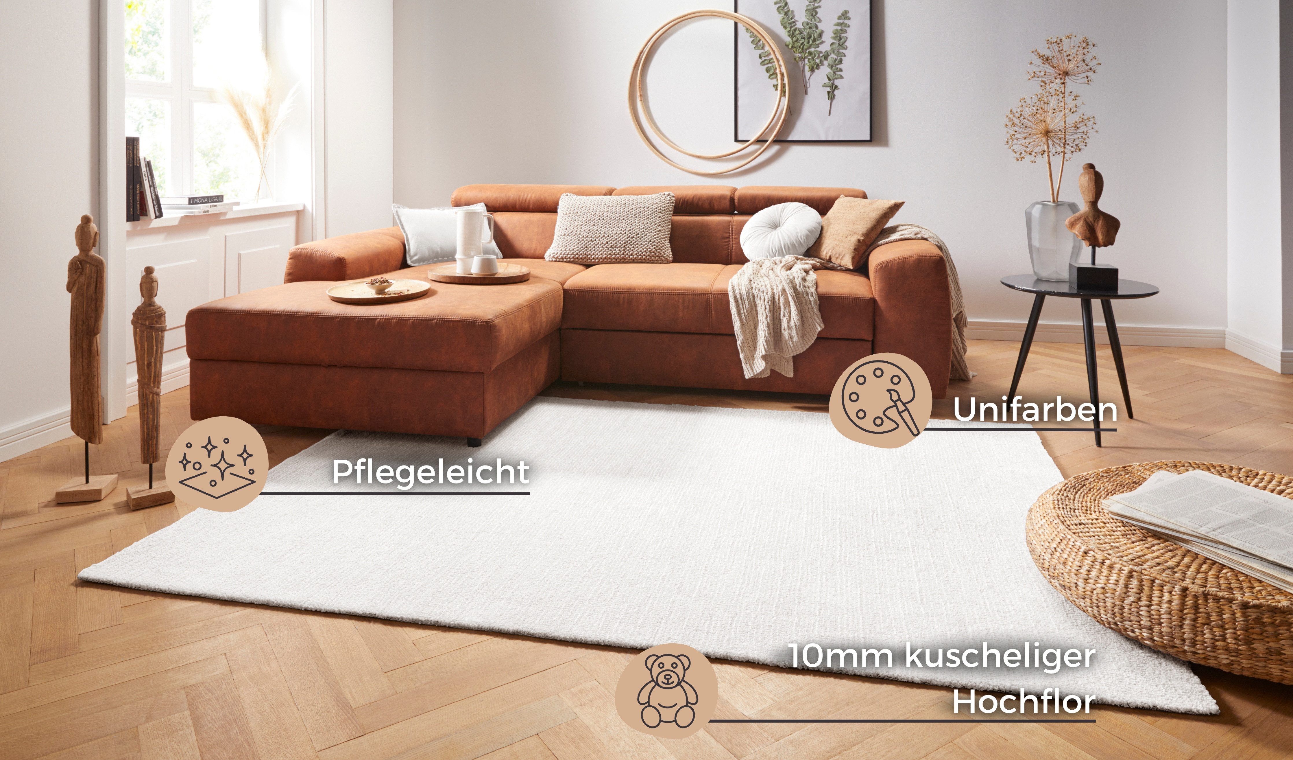 HANSE Home Teppich Supersoft, rechteckig, Höhe: 10 mm, Kurzflor, Läufer Modern, Einfarbig, Wohnzimmer, Schlafzimmer