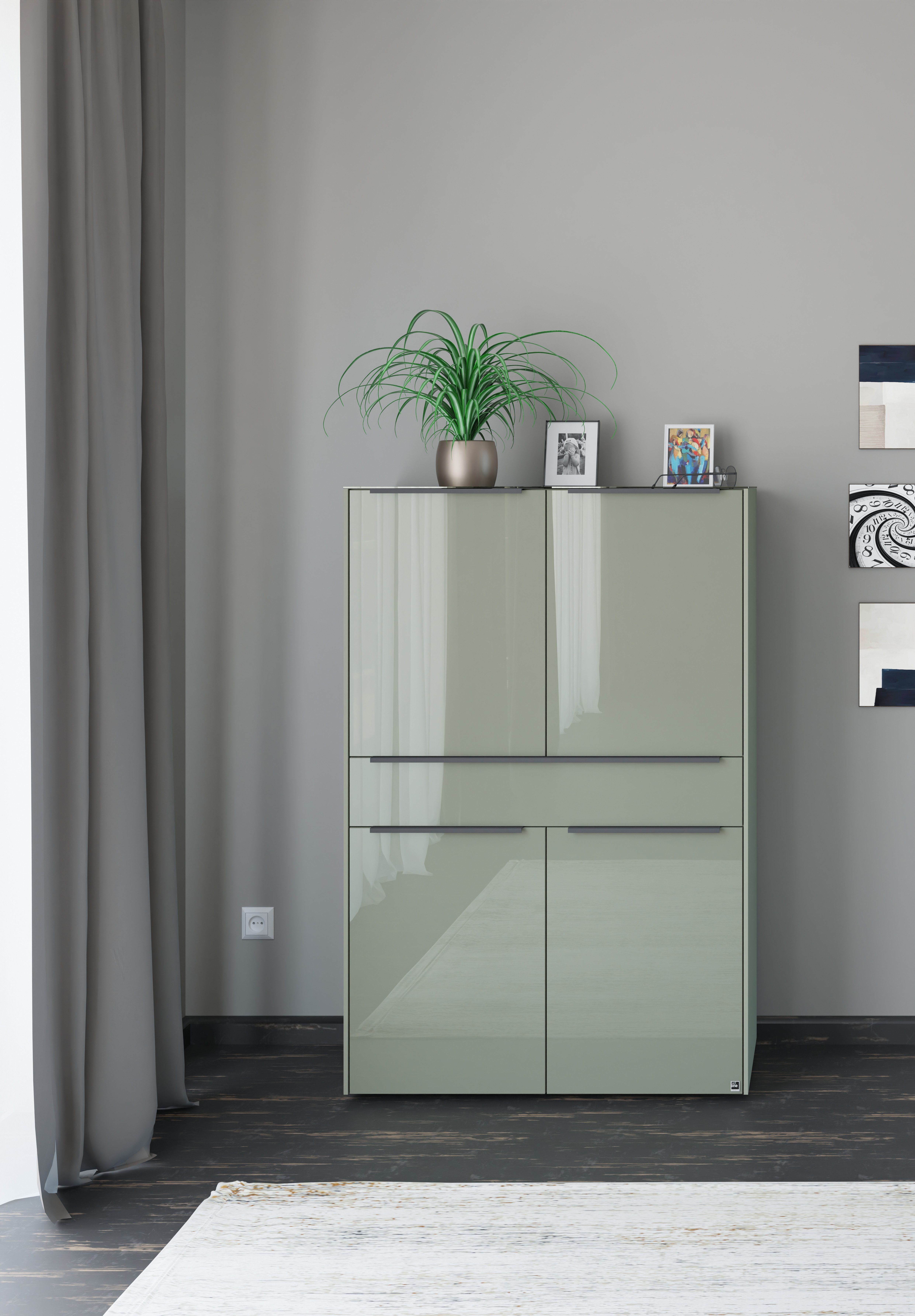 set one by Musterring Highboard Reno (1 St), Mit Gleitern und in verschiedenen Farben erhältlich