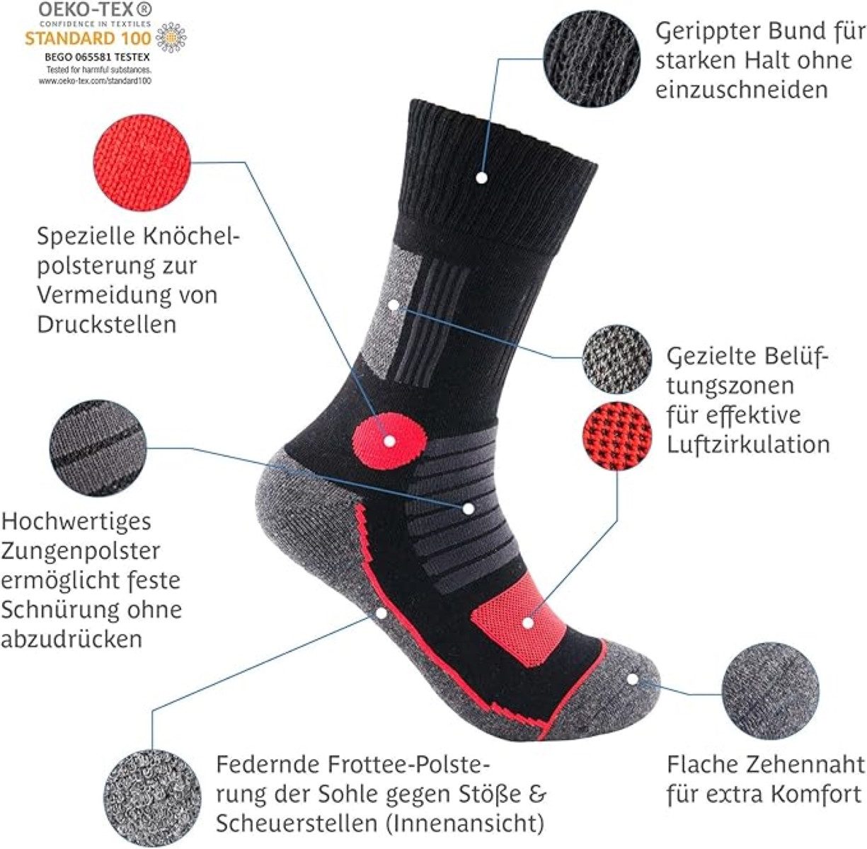 FOOTNOTE Wandersocken Aldington (3-Paar) ergonomische Spezialzonen, hoher T günstig online kaufen