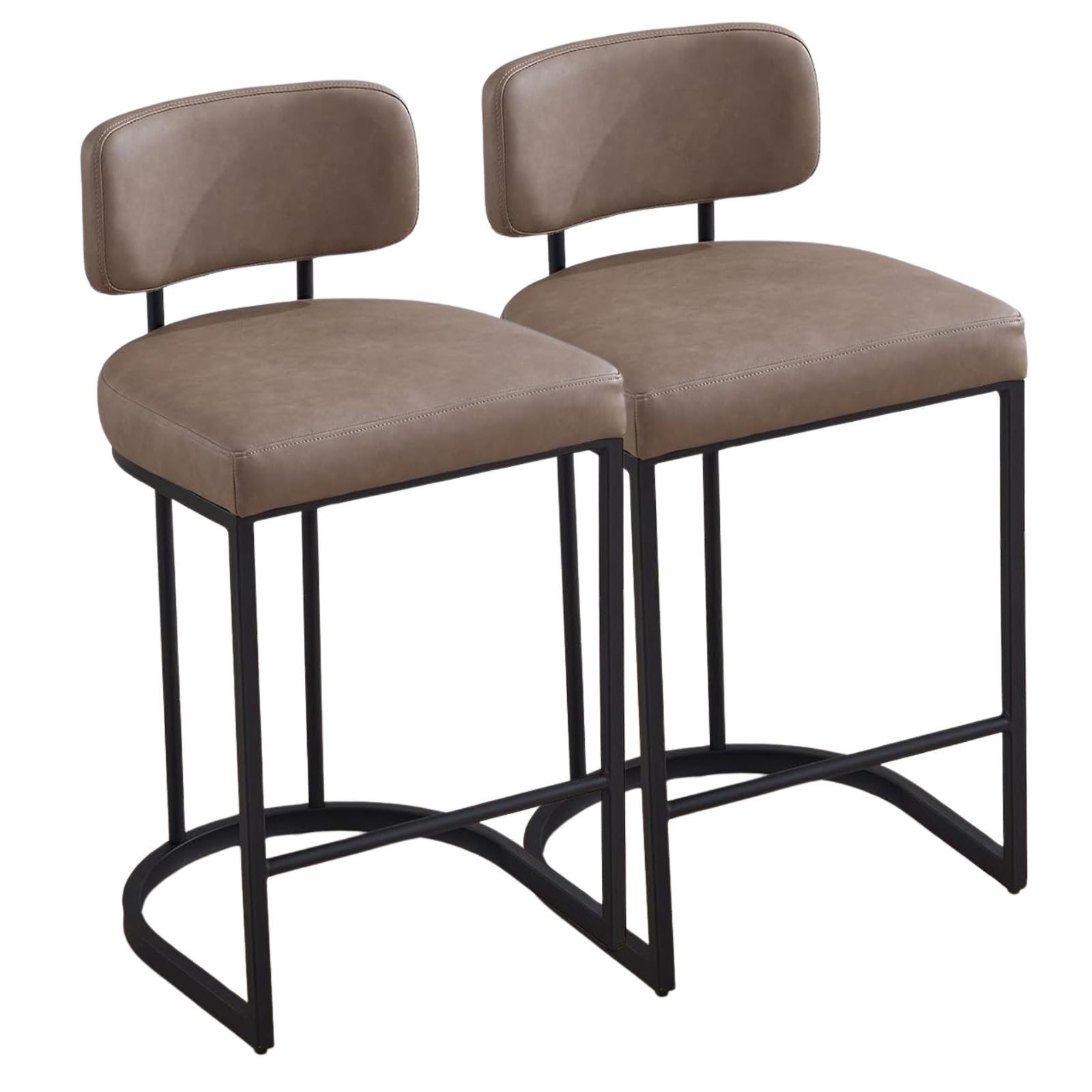 CHAIRUS Barhocker Moderne Küchenhocker mit stabilem Metallgestell, 47 x 52 x 89 cm (2 St., 2er Set), Esszimmerstuhl, Barstuhl mit Rückenlehne, PU-Leder