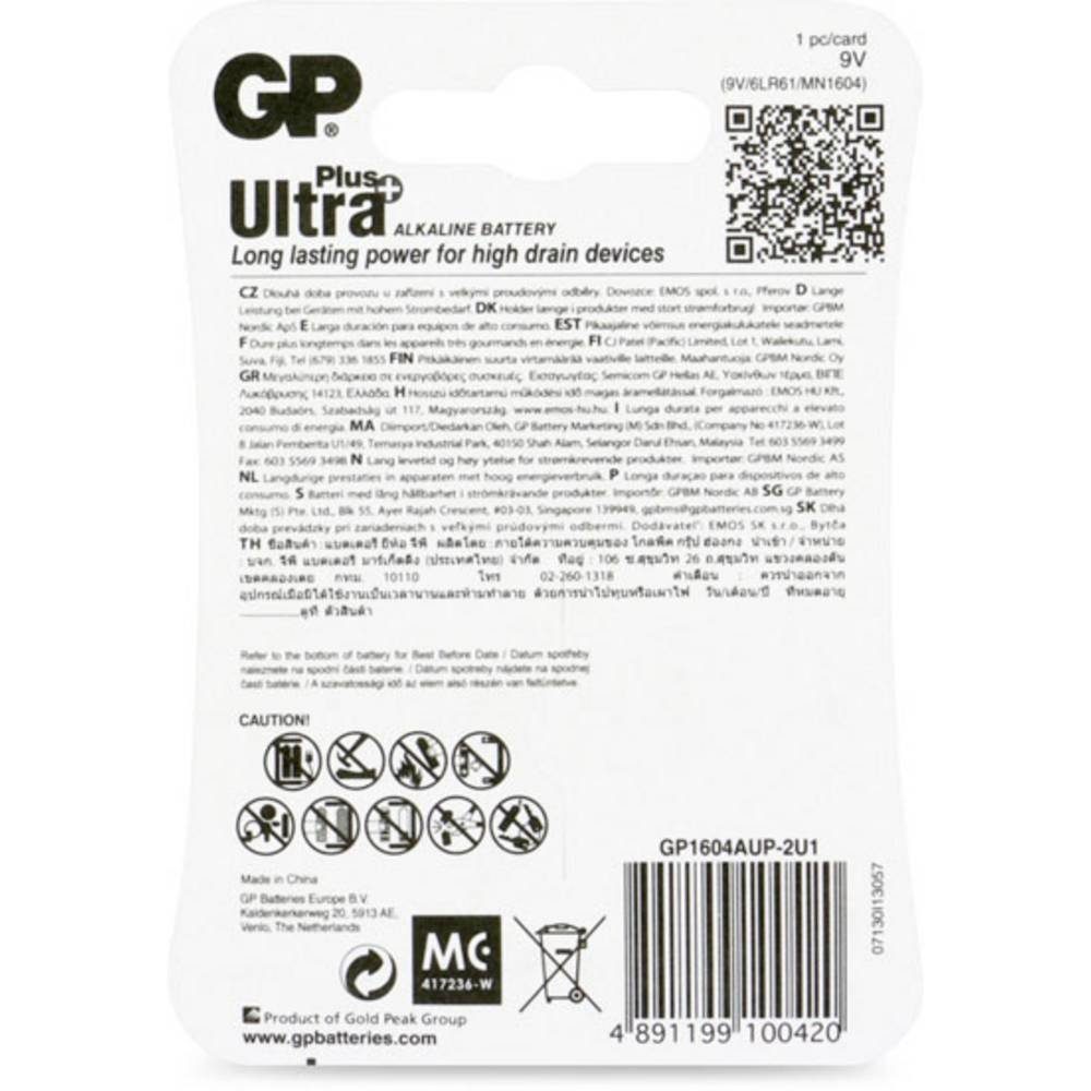GP Batteries GP 9V-Block-Batterien Batterie Ultra Plus