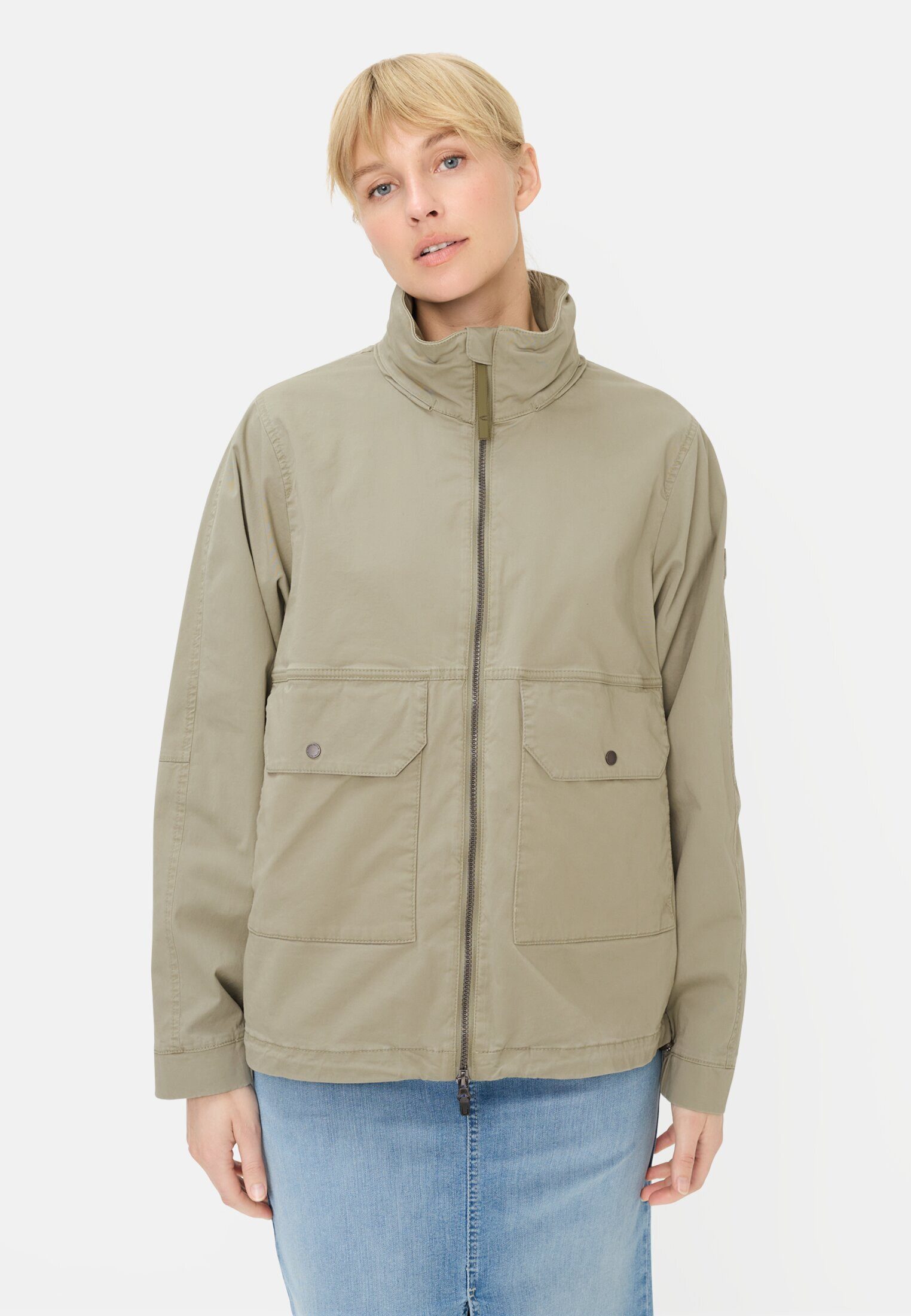 camel active Blouson mit ausrollbarer Kapuze Langarm Markenlabel