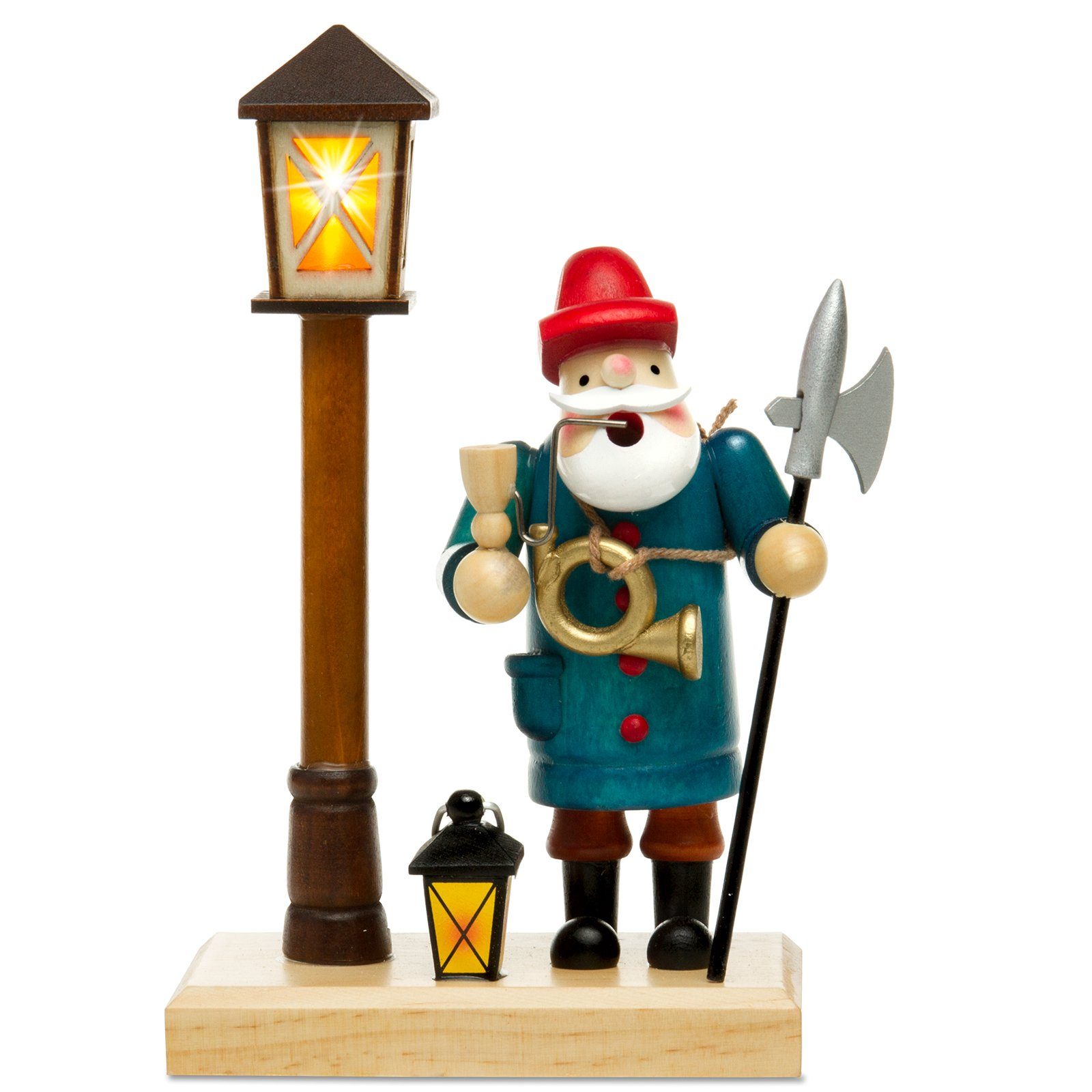 SIKORA Weihnachtsfigur RM-A-LED Holz Räuchermännchen mit batteriebetriebener LED Laterne A25 Nachtwächter mit LED Laterne