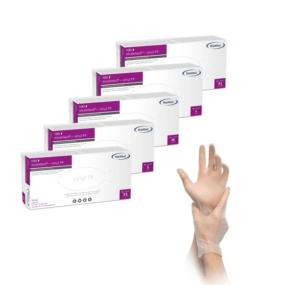 MaiMed Einweghandschuhe Vinyl Einmalhandschuhe 100 Stk, puderfrei, latexfre günstig online kaufen
