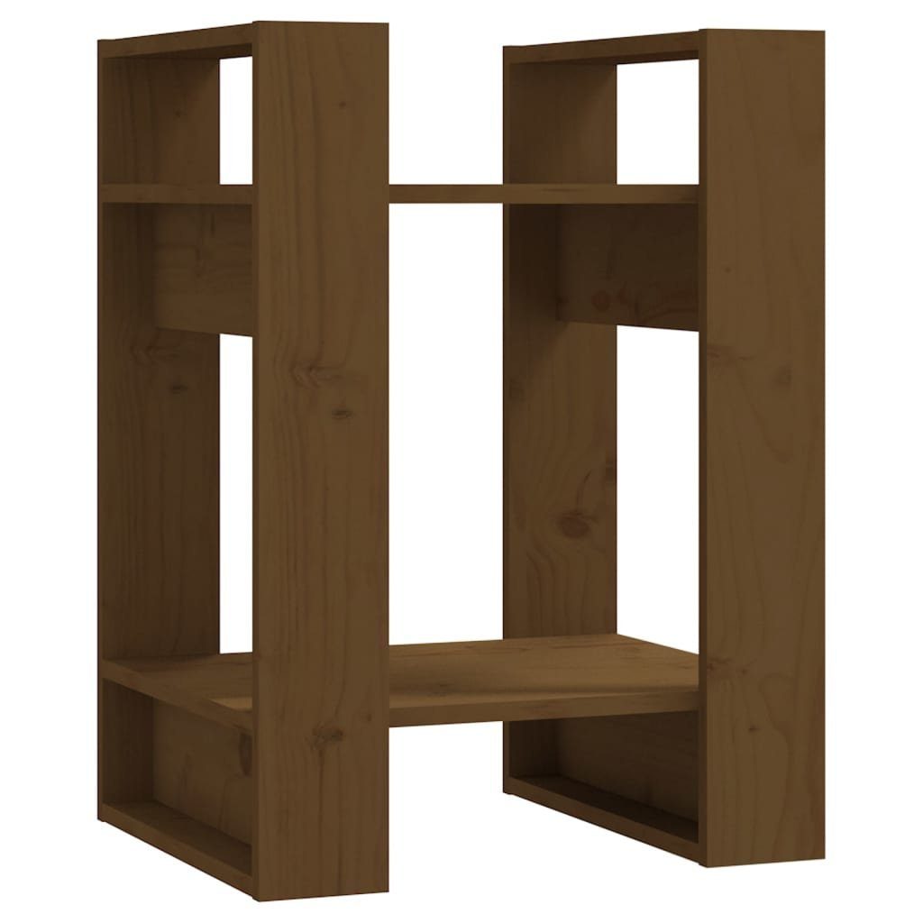 Massivholz Bücherregal/Raumteiler Bücherregal Kiefer 41x35x57cm Honigbraun furnicato