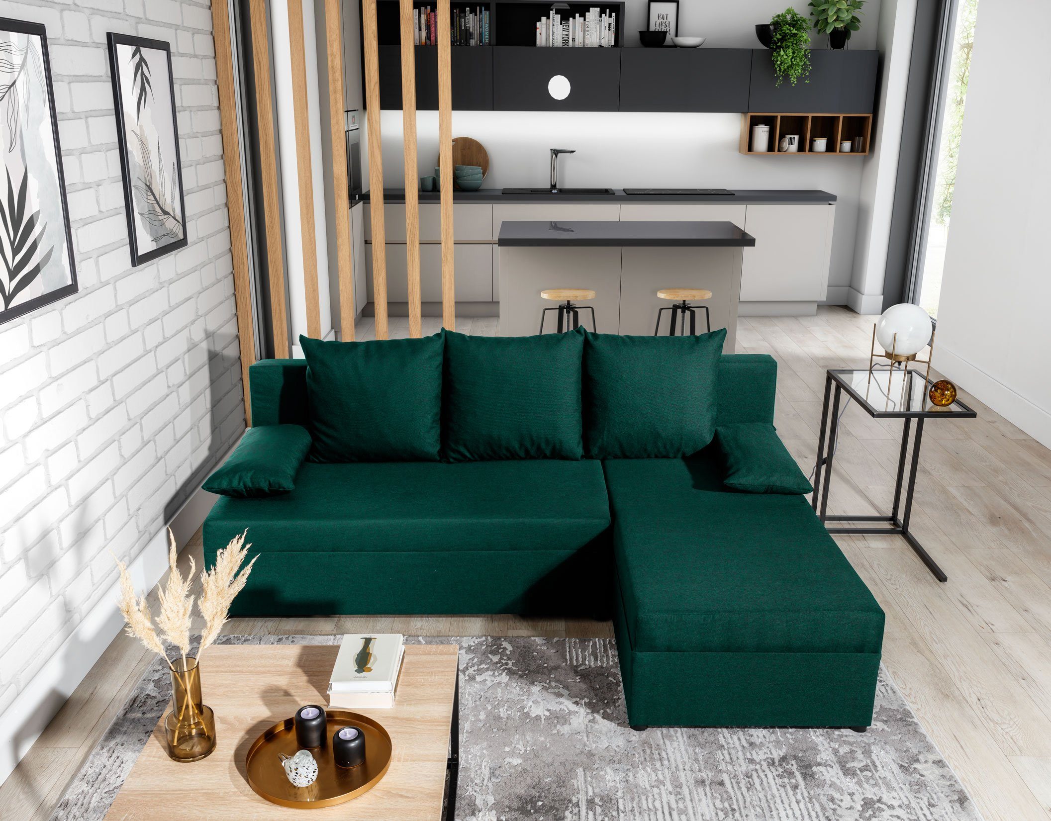 14 yourhouse24 und Sawana Schlaffunktion mit Gino Schwarz Ecksofa – Universal Bettkasten