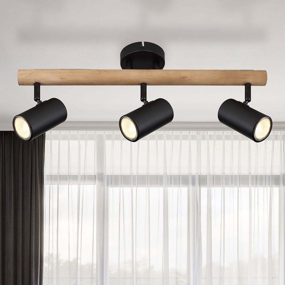 3 cm Metall Deckenlampe Deckenstrahler, inklusive, L schwarz 54 Globo nicht Flammig Wohnzimmerleuchte Leuchtmittel Holz