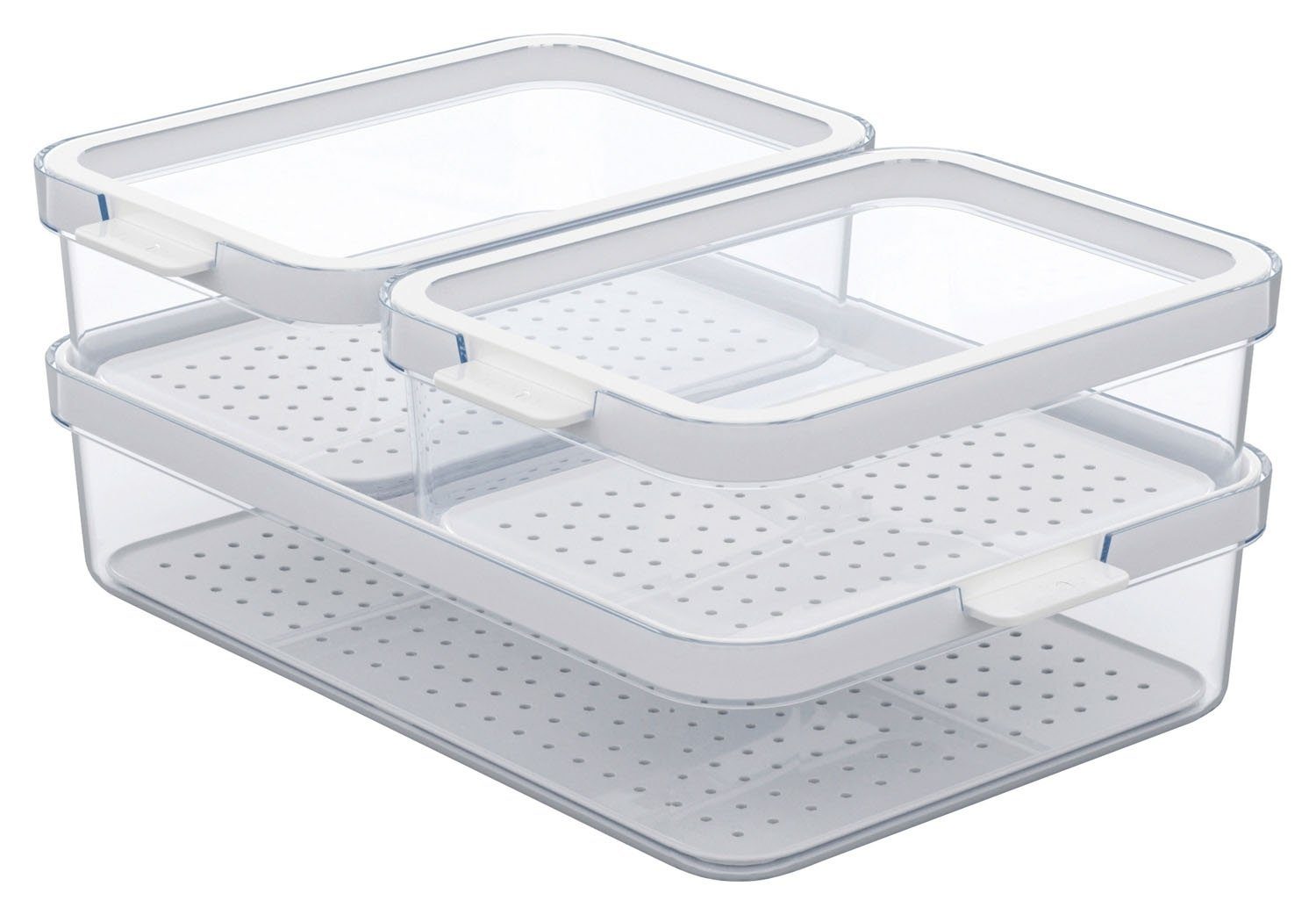 ROTHO Frischhaltedose CAUMA, 3-teilig, Set, Transparent, Weiß, Kunststoff, (1-tlg)