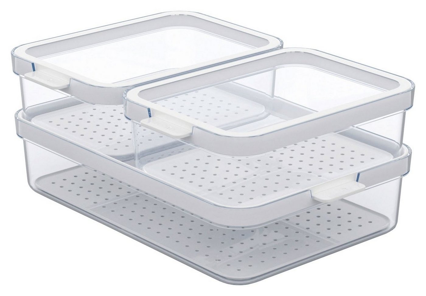 ROTHO Frischhaltedose CAUMA, 3-teilig, Set, Transparent, Weiß, Kunststoff, (1-tlg)