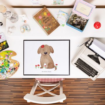 Mr. & Mrs. Panda Schreibtischunterlage Hund Dame - Weiß - Geschenk, Bürobedarf, Schreibunterlage, Schreibwar, (1 tlg)