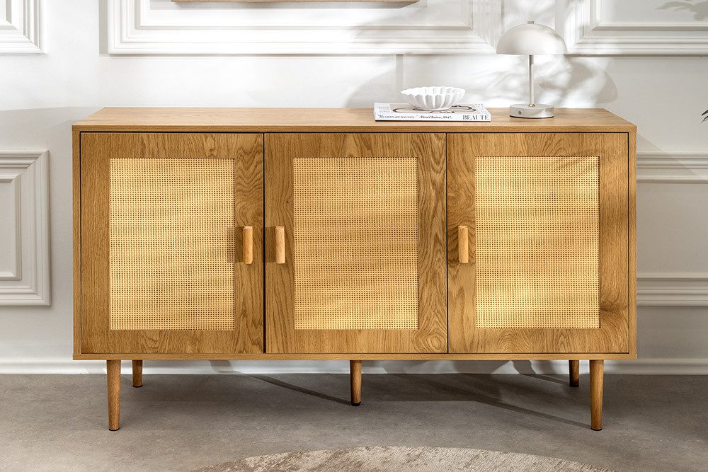 riess-ambiente Sideboard VIENNA 120 cm natur – Wiener Geflecht, Design‑Kommode, Retro, Stauraum (Einzelartikel, 1 St), edler Schrank mit Rattan-Geflecht Türfronten – ideal fürs Wohnzimmer