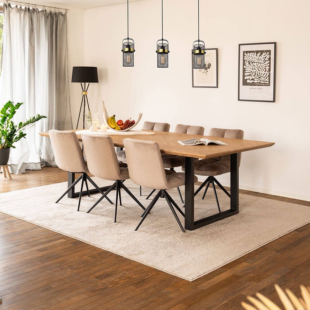 HOME DELUXE Esstisch Eckig AVENCIA inkl. U-Fuß