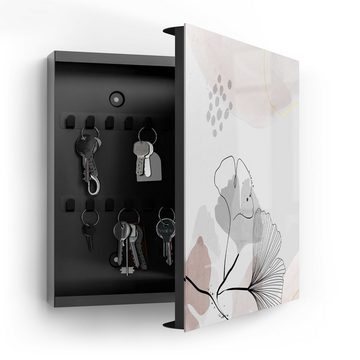 DEQORI Schlüsselkasten 'Dekorativer Gingko-Banner', Glas Schlüsselbox modern magnetisch beschreibbar