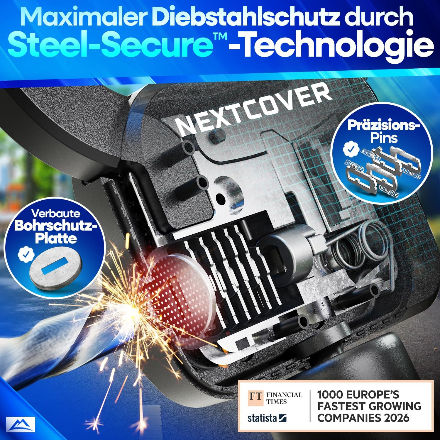 Nextcover Kettenschloss NEXTCOVER® E-Scooter Schloss [Steel-Secure-Technologie] – Bild 2 von 5