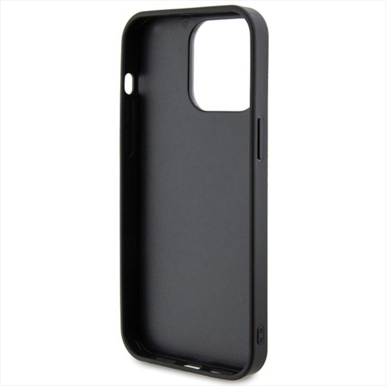 Guess Smartphone-Hülle Guess Apple iPhone 15 Pro Schutzülle Case Rhinestone Metal Logo Lila