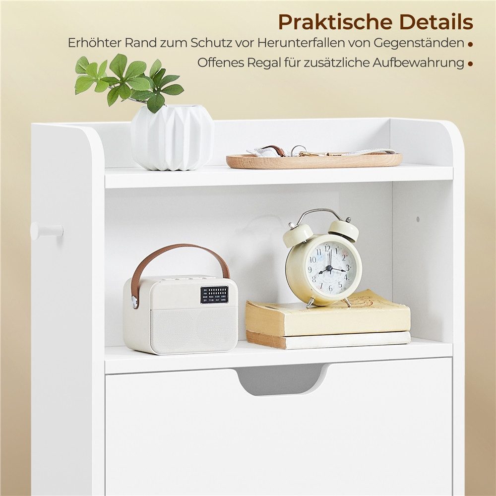 Yaheetech Schuhschrank Schuhregal Schuhkommode mit 2 Klappen & Ablagefach & 2 Haken, 50 × 17 × 108,5 cm – Bild 5 von 5