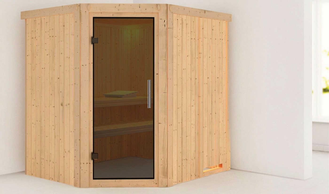 Thumbnail - Karibu Sauna Siirin, BxTxH: 196 x 170 x 198 cm, 68 mm, (Set) 9 KW-Ofen mit integrierter Steuerung