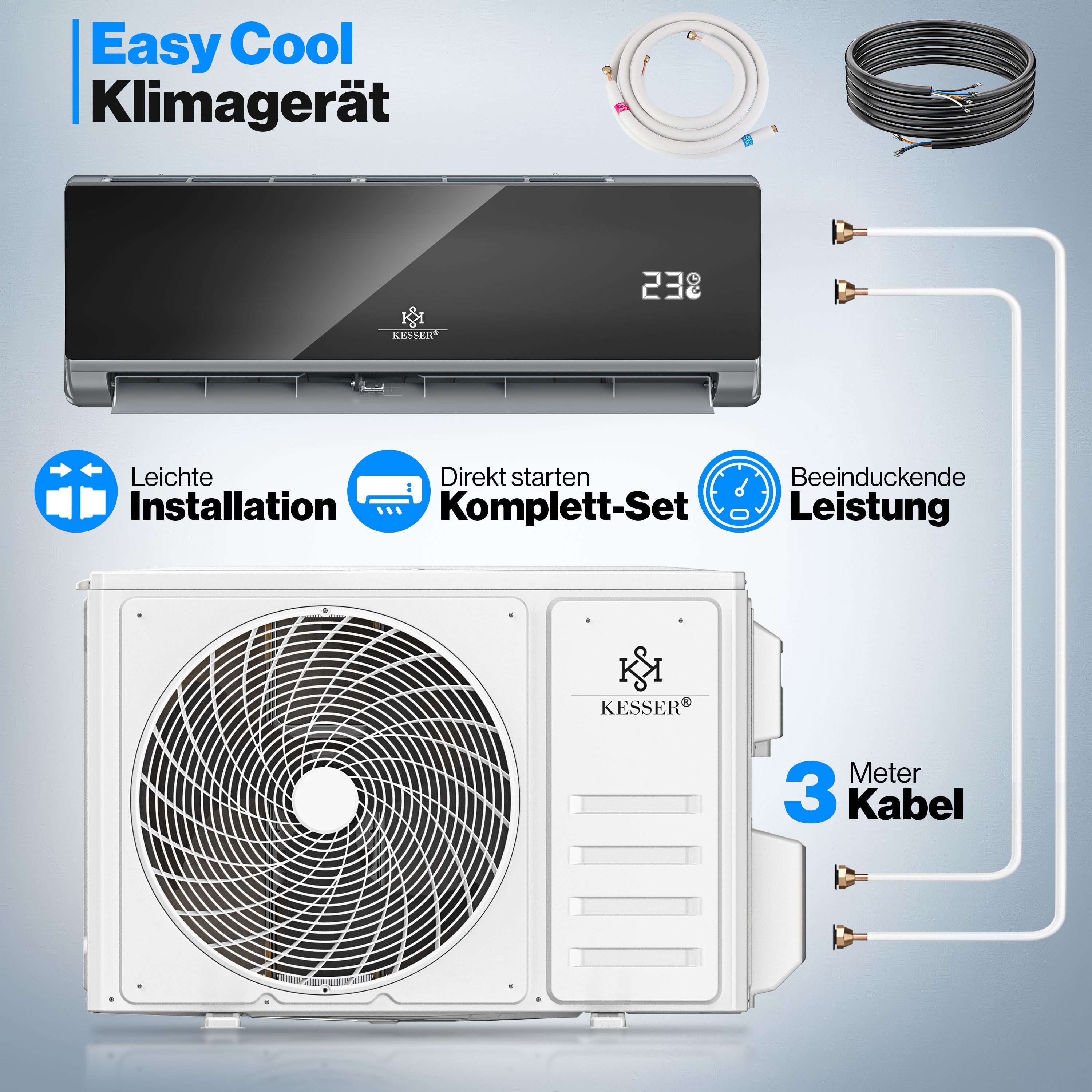 KESSER Split-Klimagerät Klimaanlage Set Split - mit WiFi/App Funktion Klima günstig online kaufen