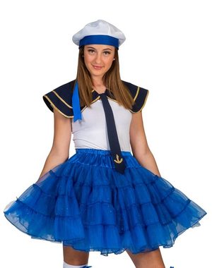 Funny Fashion Kostüm Glitzer Petticoat für Damen 45 cm - Blau