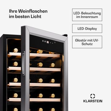 Klarstein Weinkühlschrank Shiraz Premium Smart 24 SS, für 24 Standardflaschen á 0,75l,Wein Flaschenkühlschrank Weintemperierschrank Weinschrank Kühlschrank