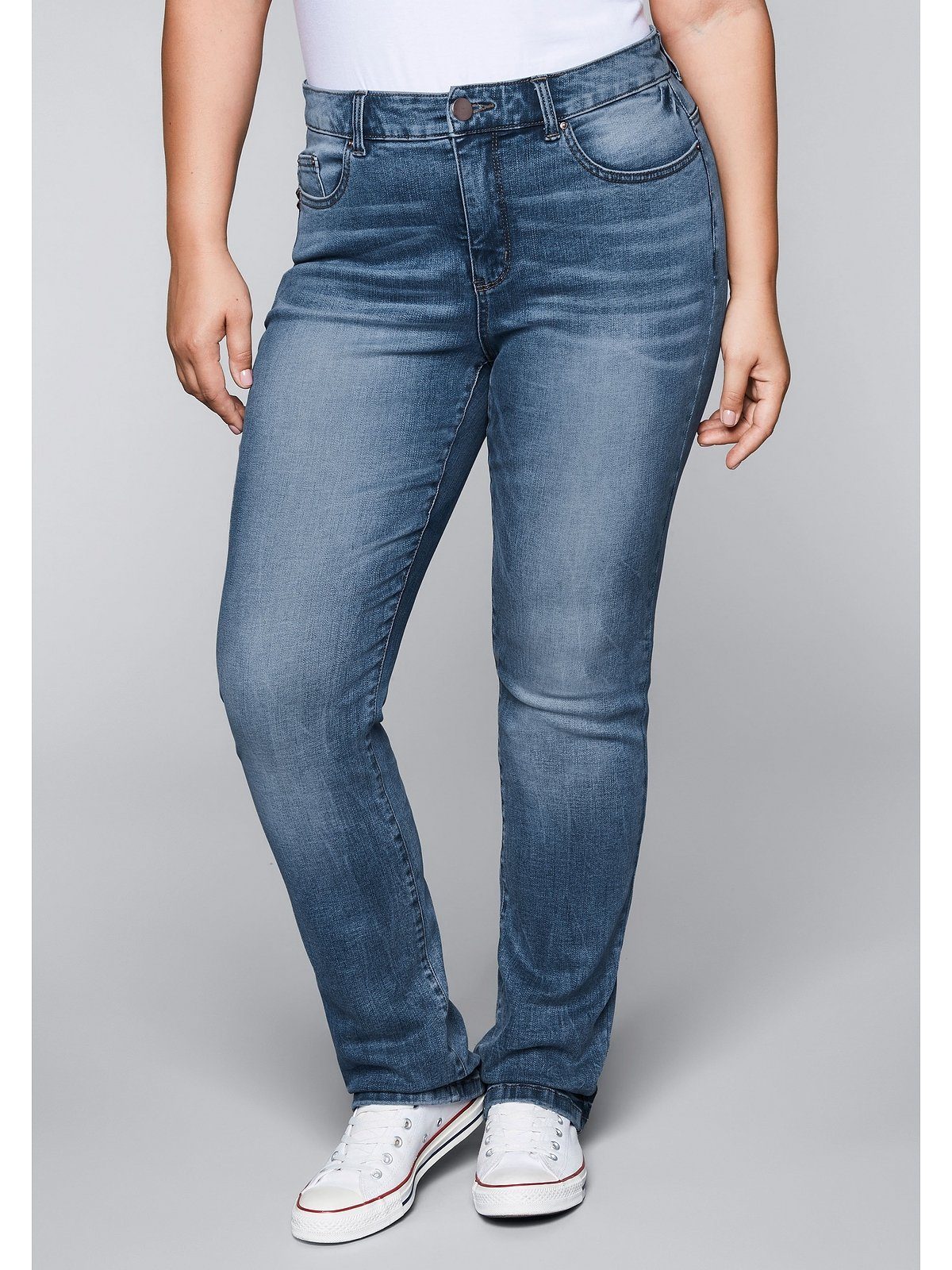 Sheego Gerade Jeans Große Größen Denim Bodyforming-Effekt blue mit