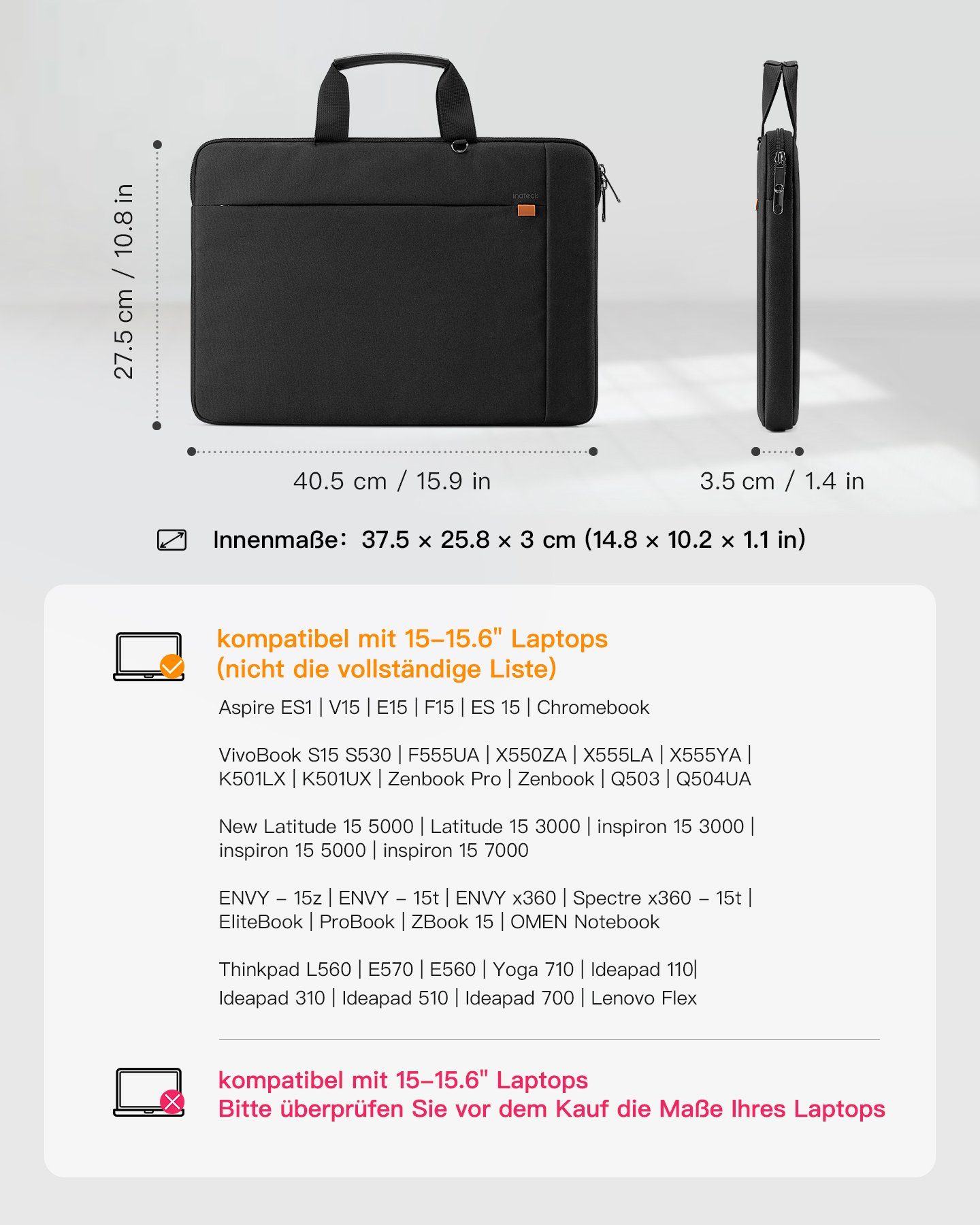 Inateck Laptoptasche 13-15.6 Zoll Notebook Schutztasche günstig online kaufen