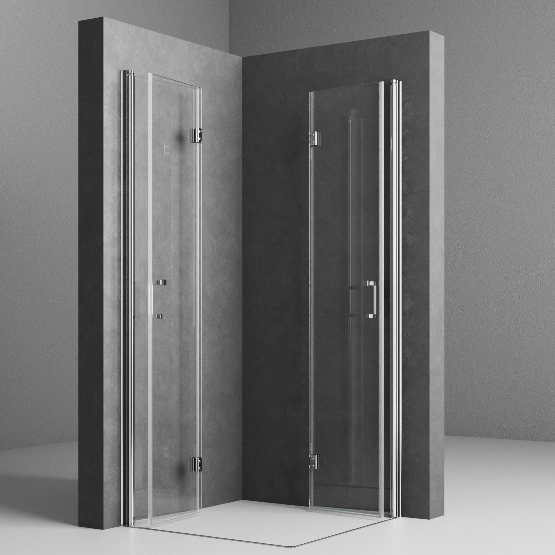 Boromal Eckdusche falttür Duschkabine 90x90 80x80 100x100 H: 195cm, BxT: 90 günstig online kaufen