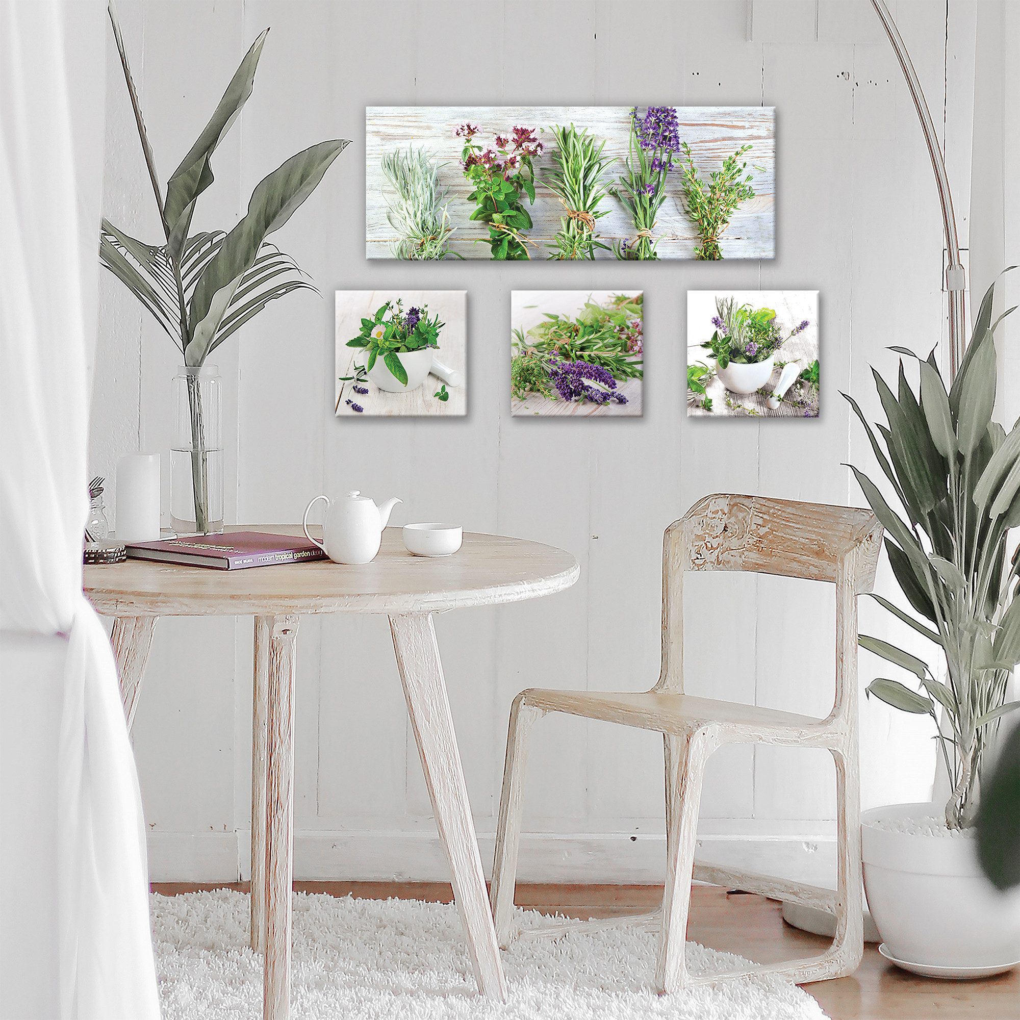 Wallarena Leinwandbild Küche Gewürze Kräuter Wandbild Wandbilder Leinwandbi günstig online kaufen