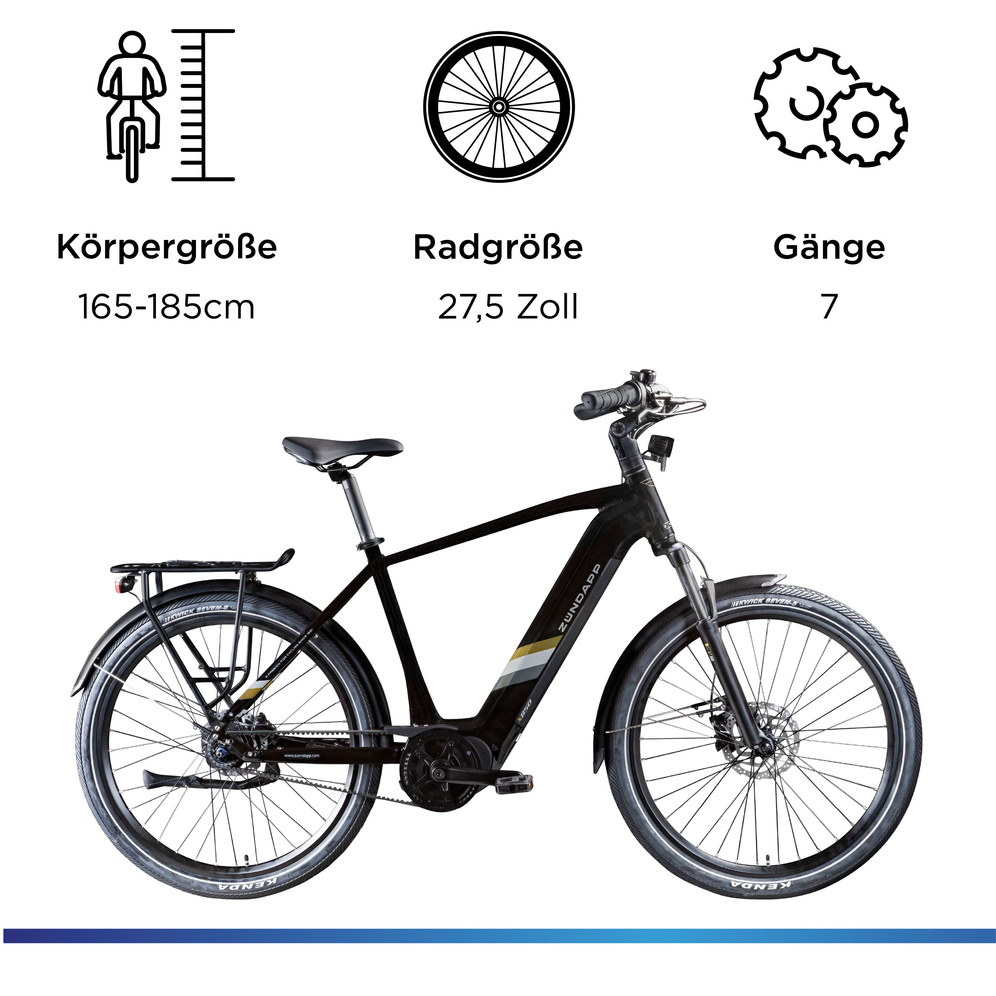 Zündapp E-Bike Trekkingrad X850, 7 Gang, Nabenschaltung, Mittelmotor, 550 Wh, Pedelec, Elektrofahrrad für Damen und Herren