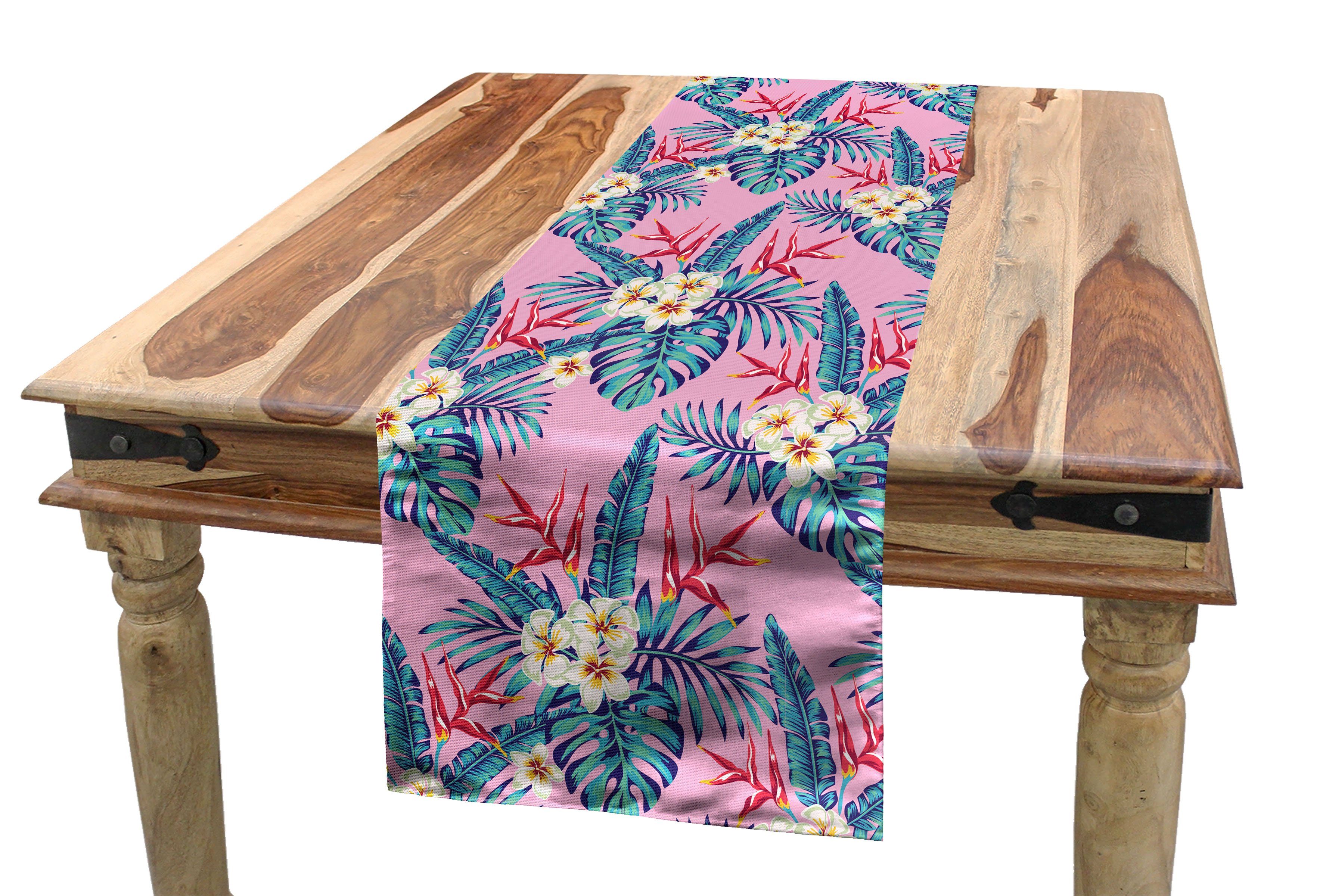 Abakuhaus Tischläufer Esszimmer Küche Rechteckiger Dekorativer Tischläufer, Hibiskus Abstrakte tropische Blumen