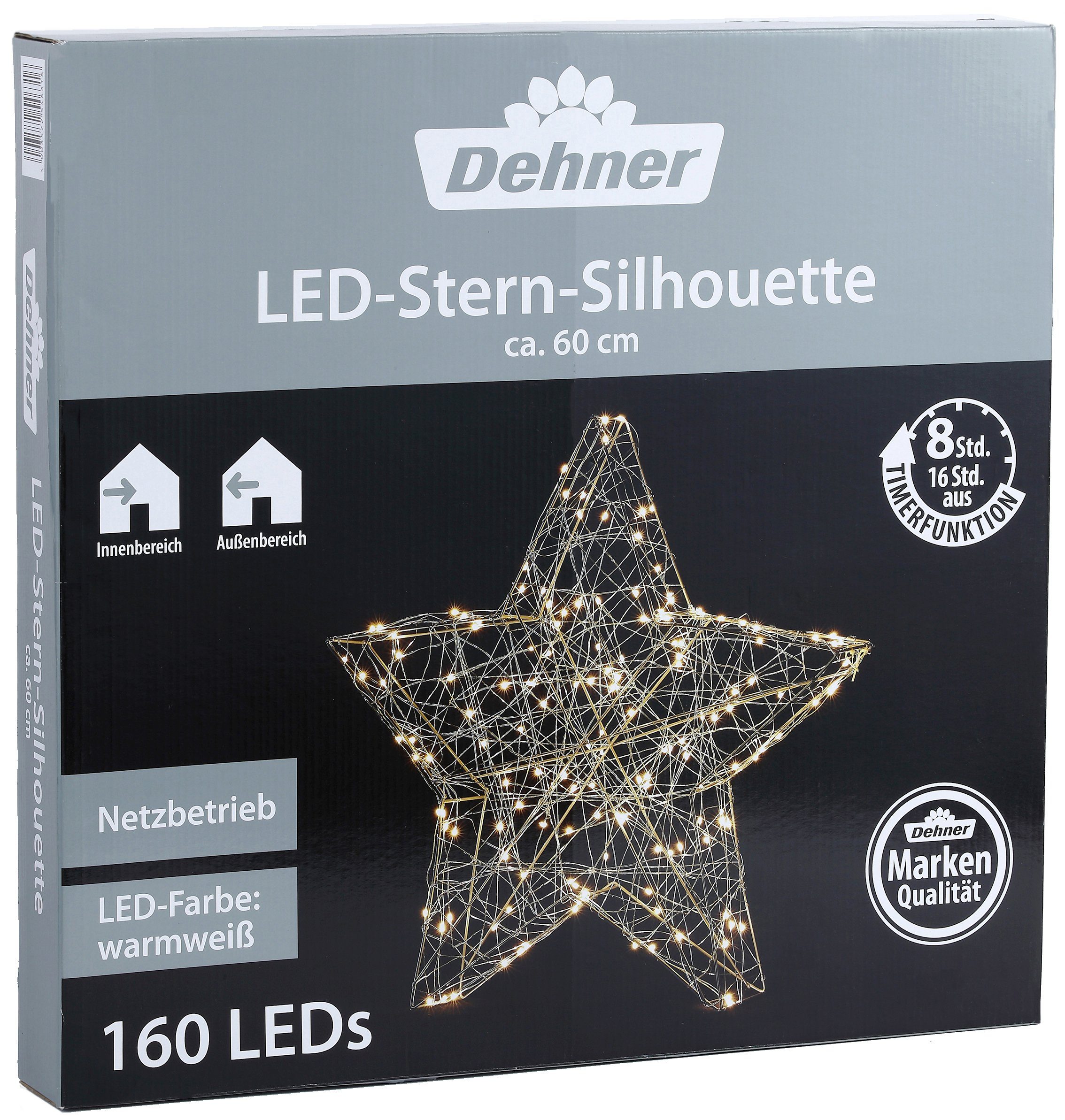 Dehner LED-Lichterkette »LED-Stern Silhouette, Ø 58 x 6.5 cm, Metall«, mit  160 LEDs/Timer, Lichtfarbe warmweiß, für Indoor/Outdoor, silber online  kaufen | OTTO