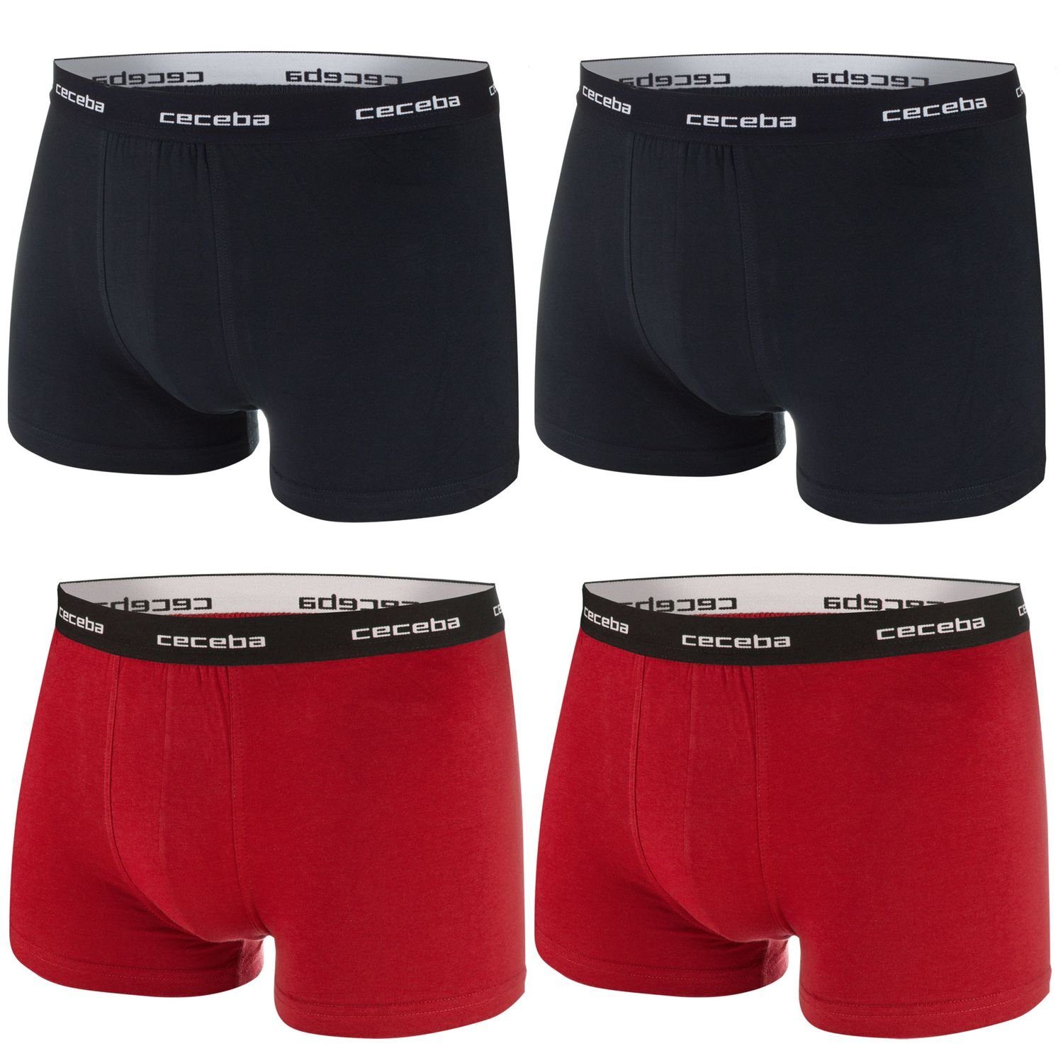 CECEBA Boxershorts (4-St) CECEBA Herren Boxershorts / Pants im 4er Pack schwarz rot