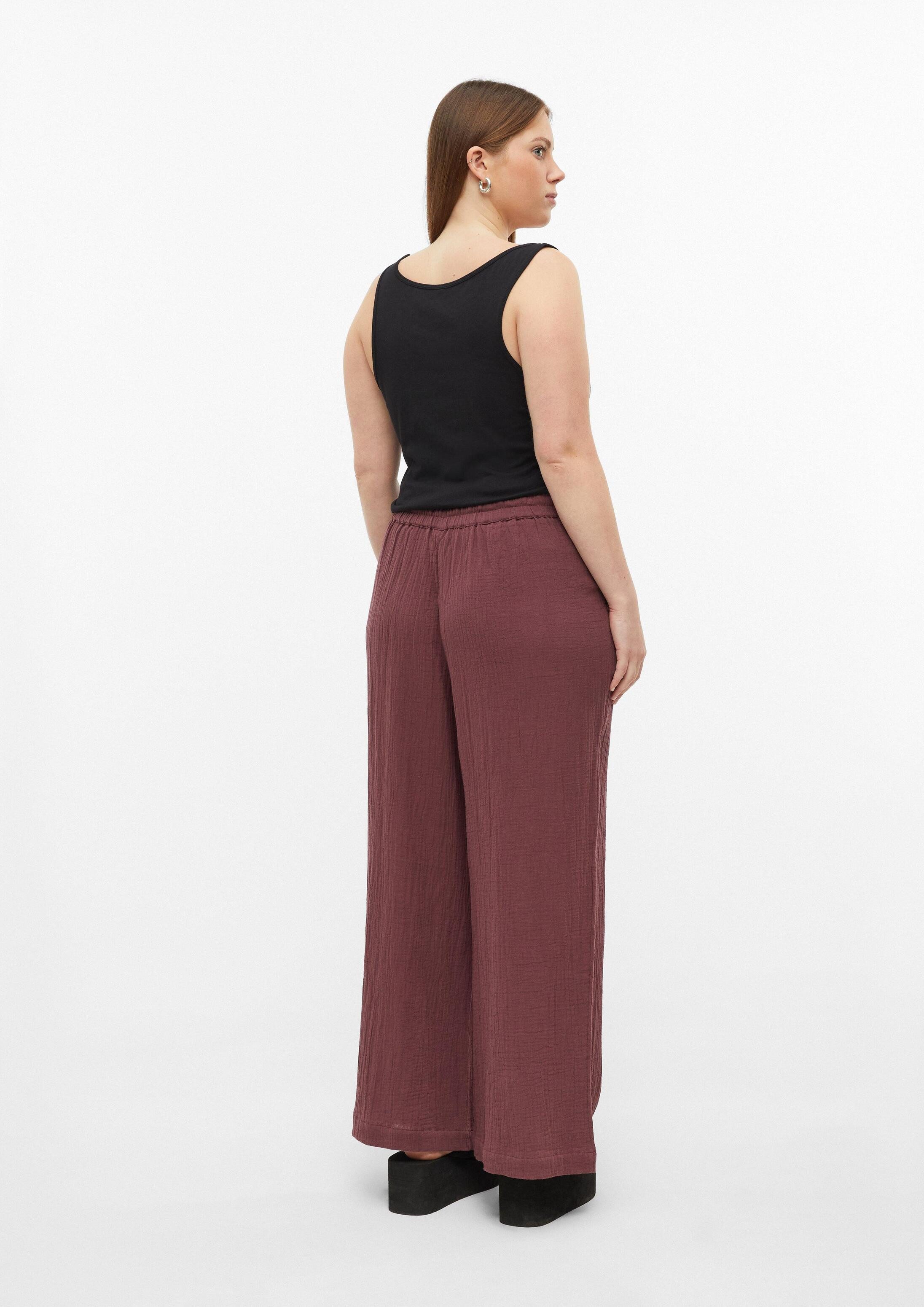 QS Chinos Hose Musselin Hose mit weitem Bein und Elastikbund