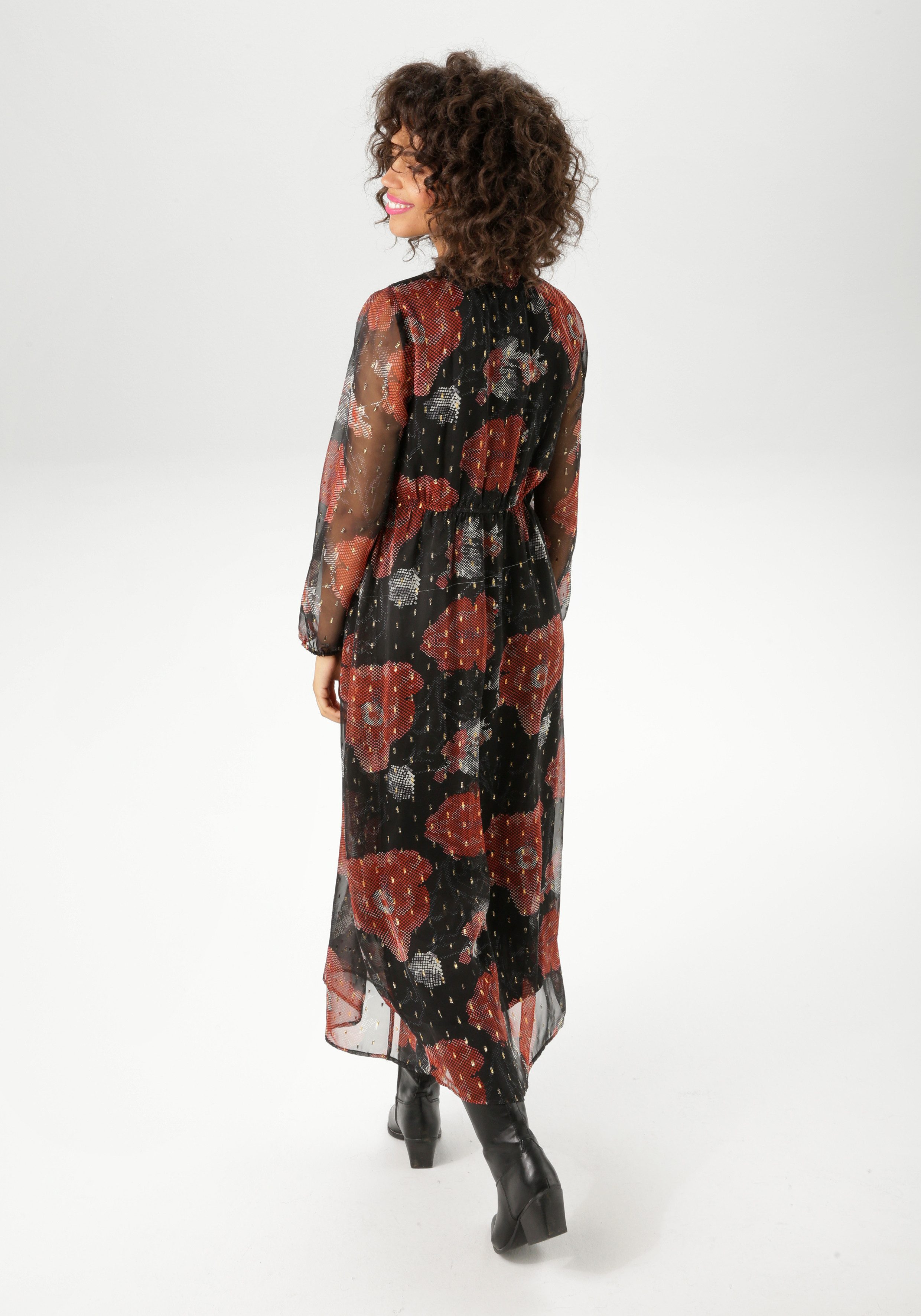 Aniston CASUAL Maxikleid aufwändig bestickt und mit Glitzerfäden verziert