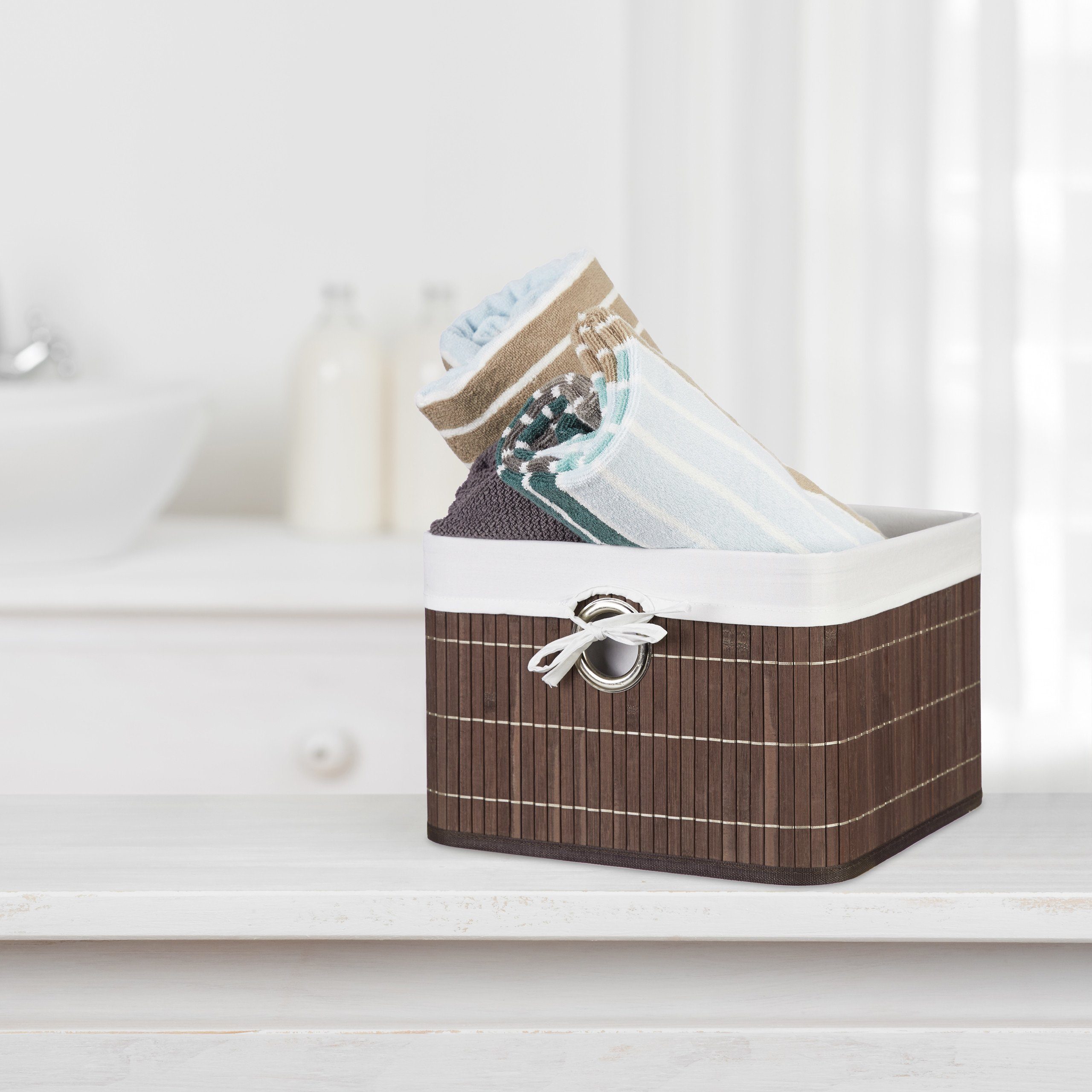 relaxdays Aufbewahrungskorb Bambus, Braun günstig online kaufen