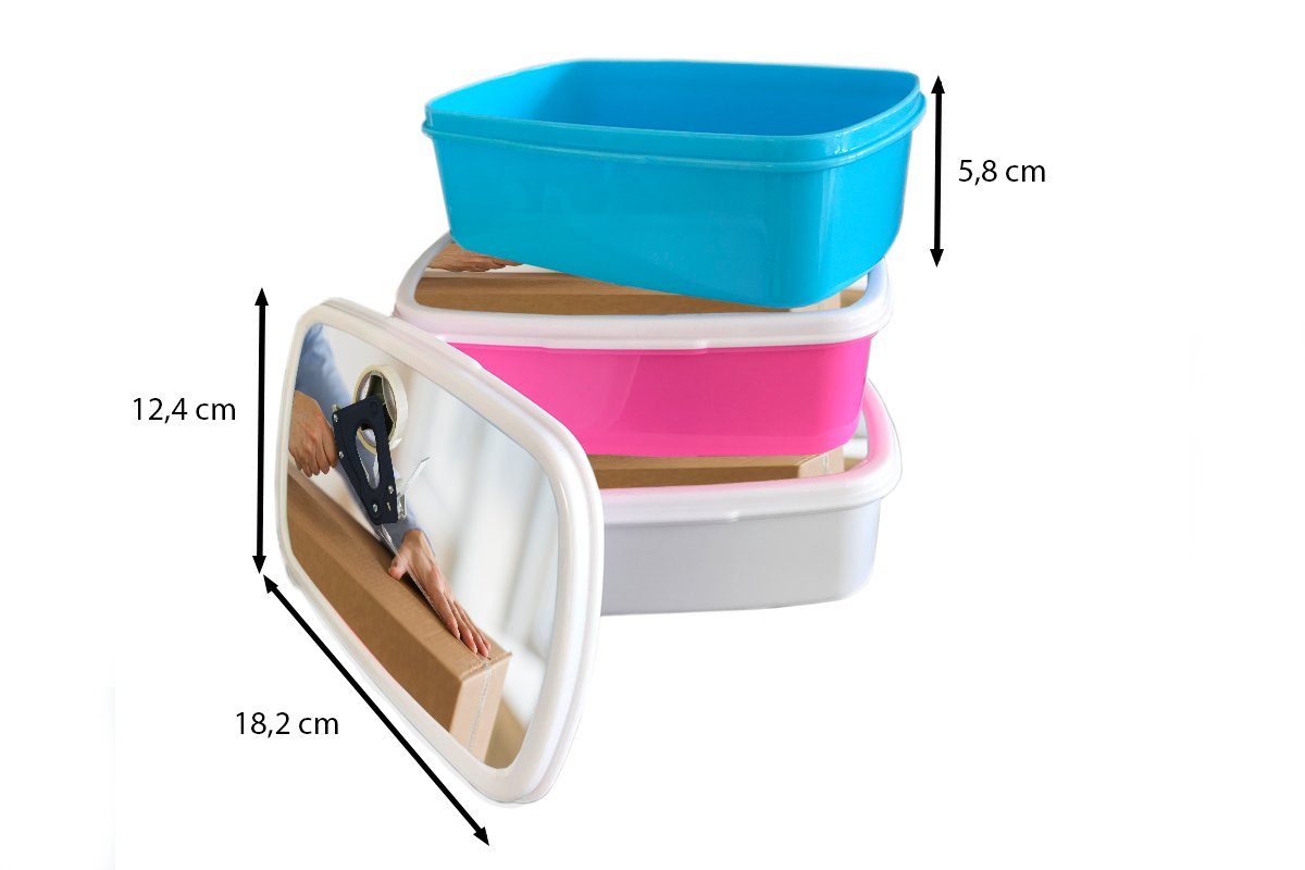Schachtel Lunchbox Snackbox, Person Kinder, Mädchen, (2-tlg), verschließt Klebeband, eine Brotbox Kunststoff Erwachsene, Brotdose Kunststoff, für rosa mit MuchoWow