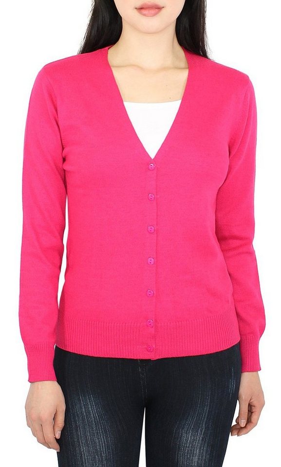 dy_mode Strickjacke Damen Strickjacke Langarm V-Ausschnitt Cardigan  Strickcardigan in Unifarbe, mit Knopfleiste