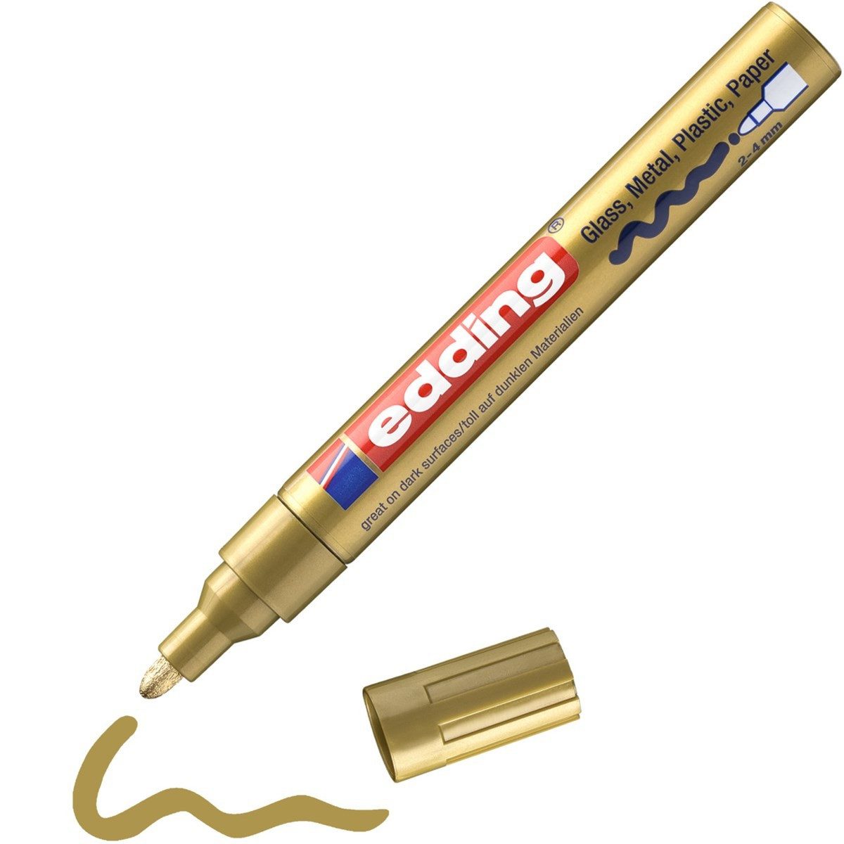 edding Marker Glanzlack-Marker 750 creative rundspitze Gold, wasserfest und hitzebeständig bis 400 Grad