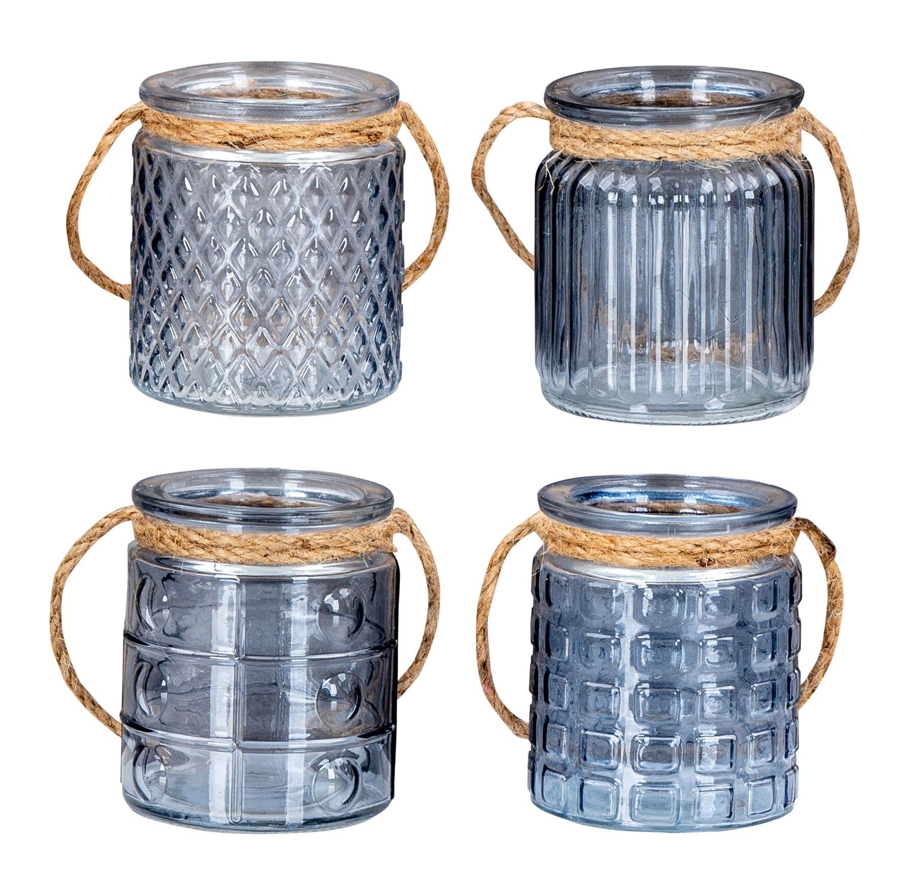Blau Teelichthalter, H10cm Glas Kerzen Set Tischdeko Teelichthalter Windlicht 4er Levandeo®