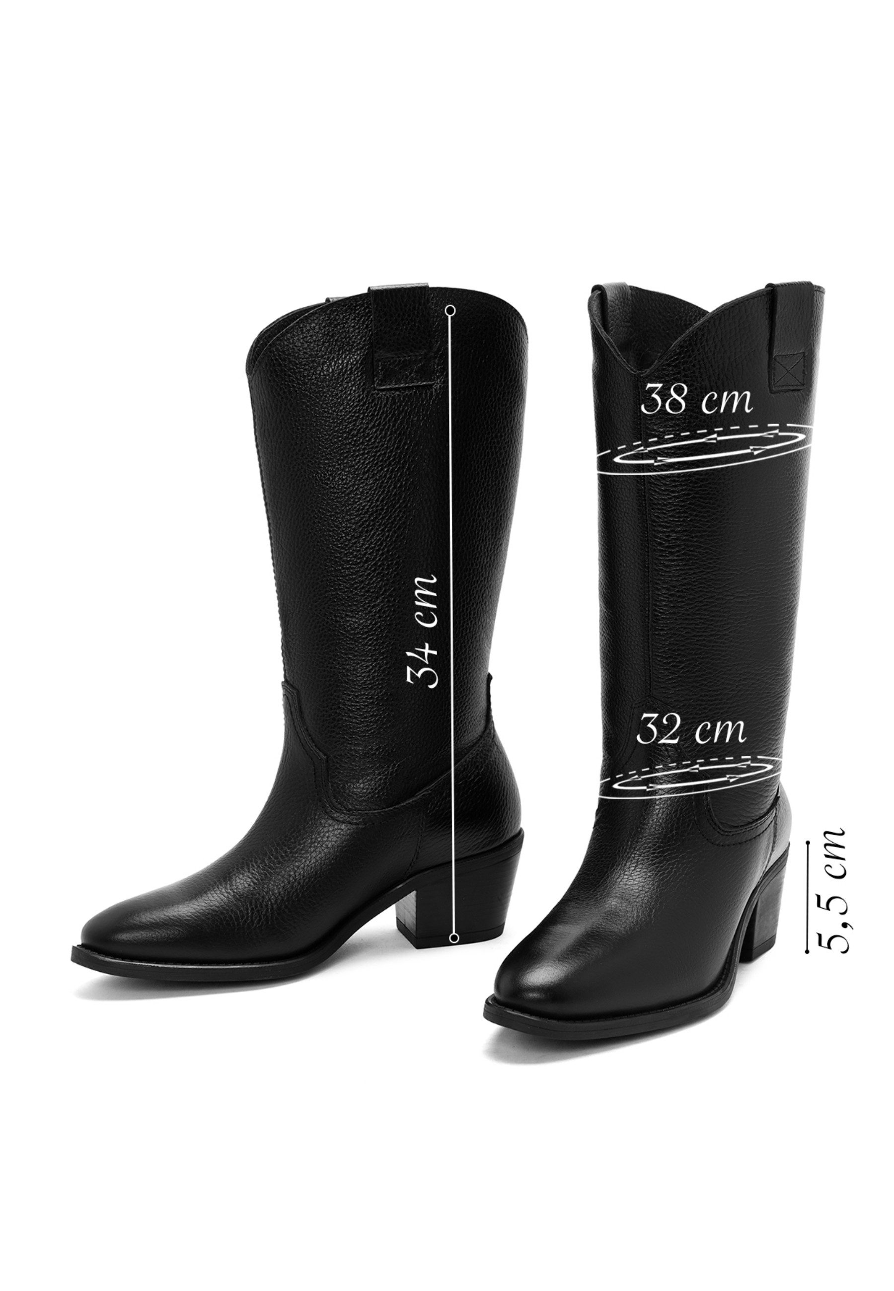 Derimod Cowboy-Stiefel aus Leder Cowboy Boots Kunstlederfutter, Gummisohle, Absatz 4 cm