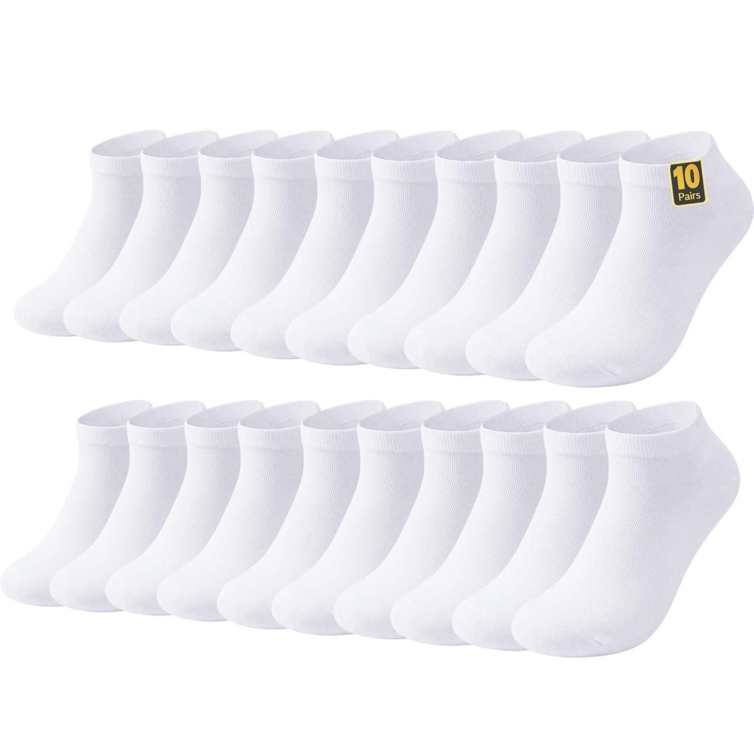 Sneakersocken Sneaker Socken Baumwolle Kurz 10 Paar Weiss 43-46